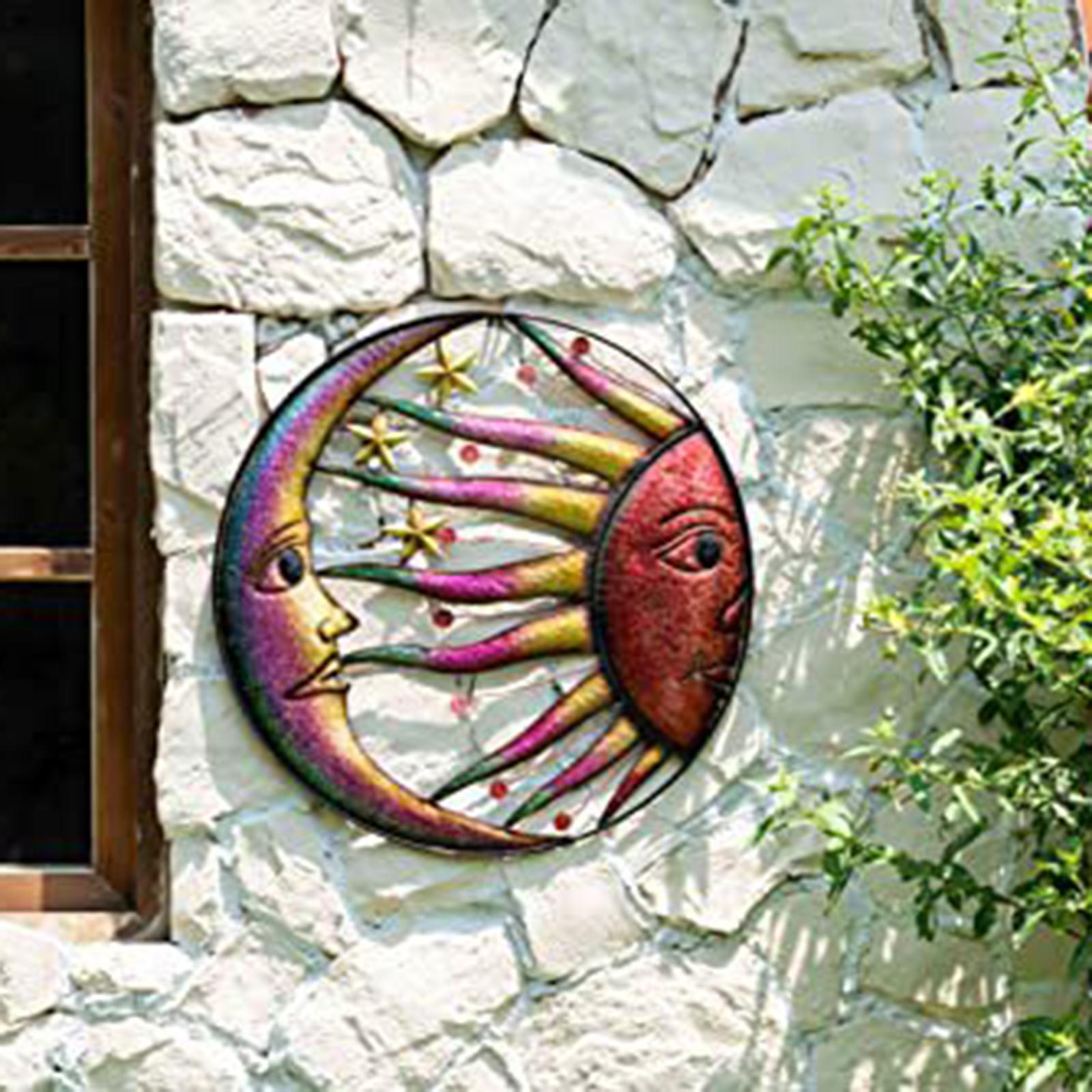 Sun Moon Star Wall Art Sculpture Decor for Holiday Party Balcony Yard Garden 45cmx45cm