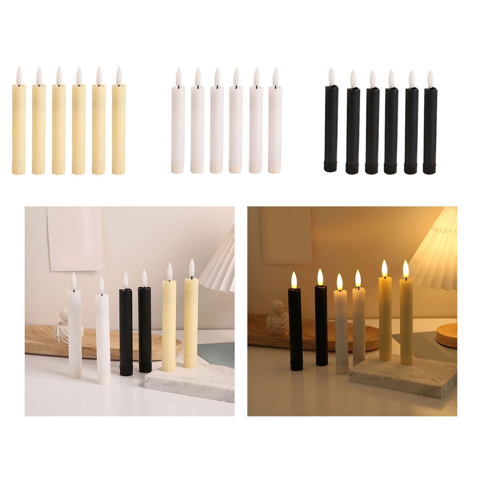 6x LED Pillar Candles Decor Flameless Candles for Holiday Halloween New Year Ivory