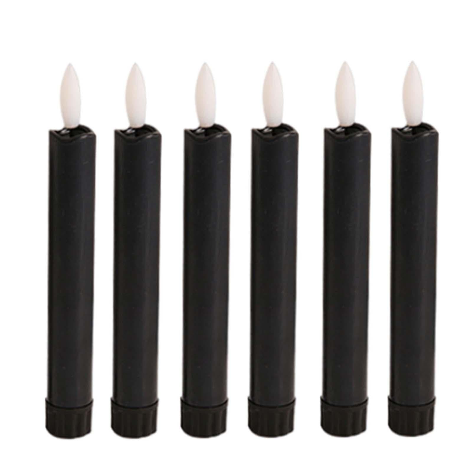 6x LED Pillar Candles Decor Flameless Candles for Holiday Halloween New Year Black