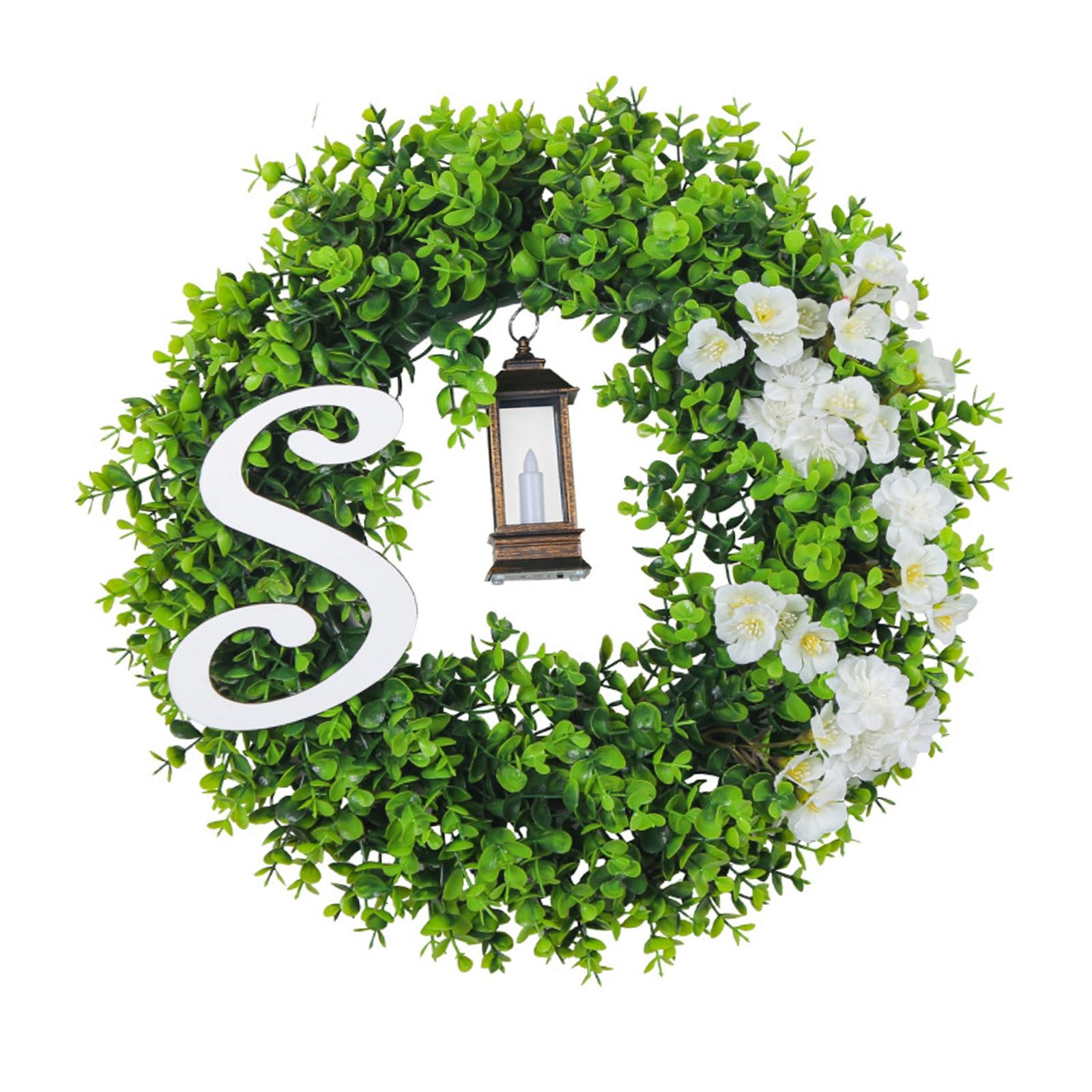 Front Door Wreath Faux Green Wreath for Fireplaces Indoor Outdoor Fall Decor