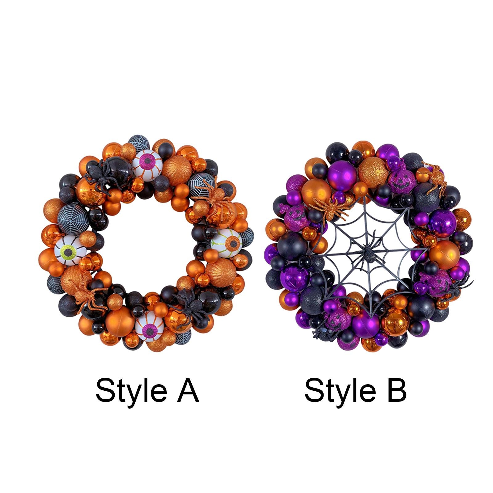 42cm Halloween Spiders Ball Wreath Garland Sturdy for Door Wall Mantel Decor Style A