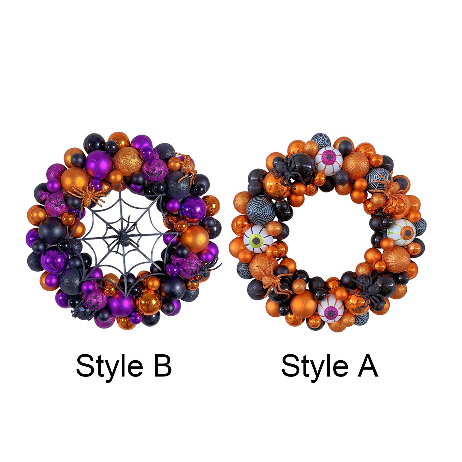42cm Halloween Spiders Ball Wreath Garland Sturdy for Door Wall Mantel Decor Style A