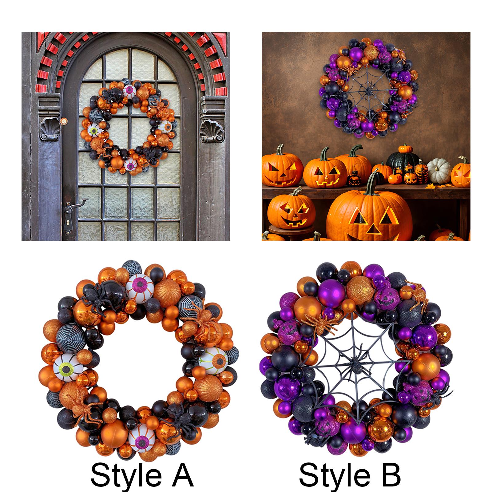 42cm Halloween Spiders Ball Wreath Garland Sturdy for Door Wall Mantel Decor Style A