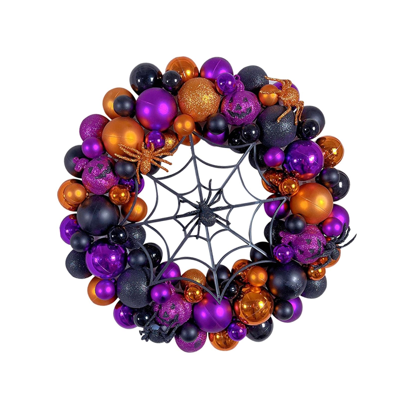 42cm Halloween Spiders Ball Wreath Garland Sturdy for Door Wall Mantel Decor Style B