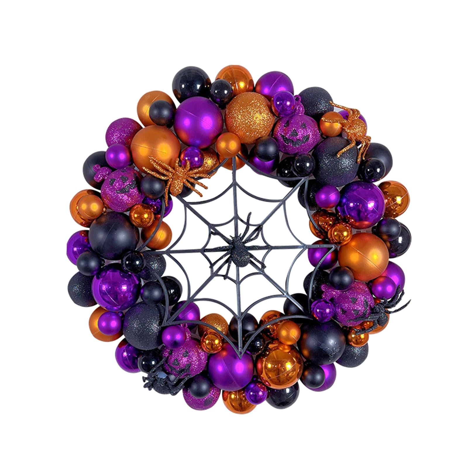42cm Halloween Spiders Ball Wreath Garland Sturdy for Door Wall Mantel Decor Style B