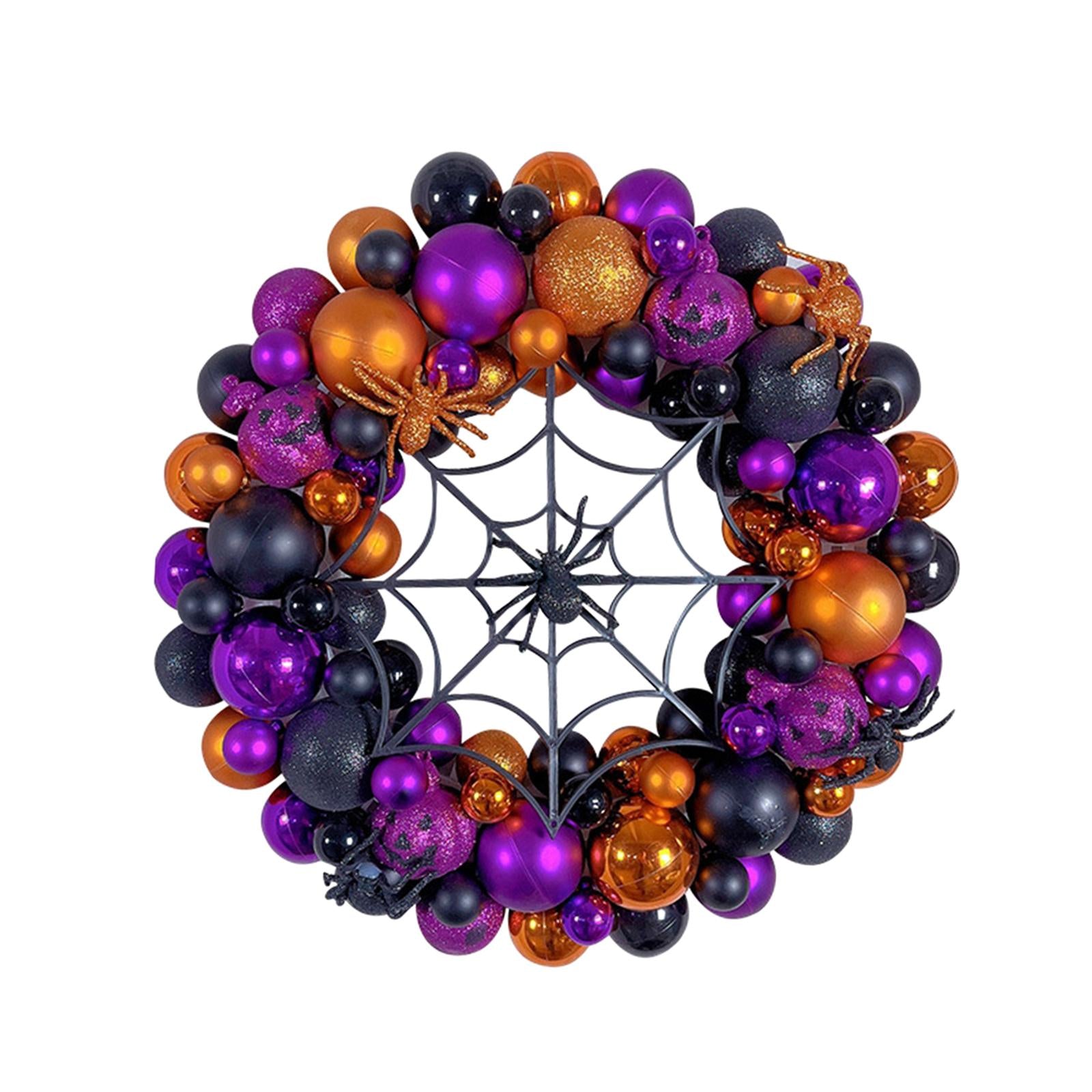 42cm Halloween Spiders Ball Wreath Garland Sturdy for Door Wall Mantel Decor Style B