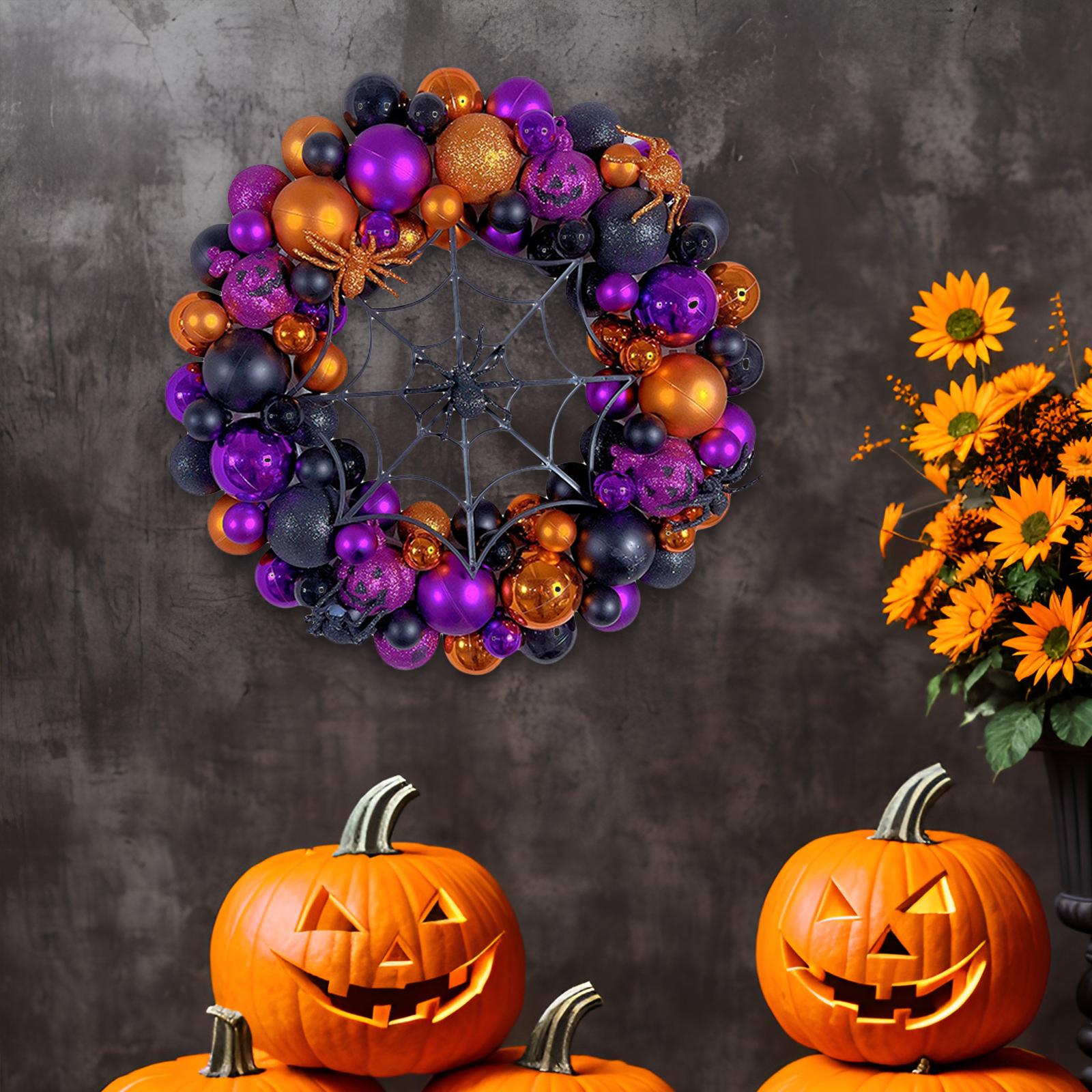 42cm Halloween Spiders Ball Wreath Garland Sturdy for Door Wall Mantel Decor Style B