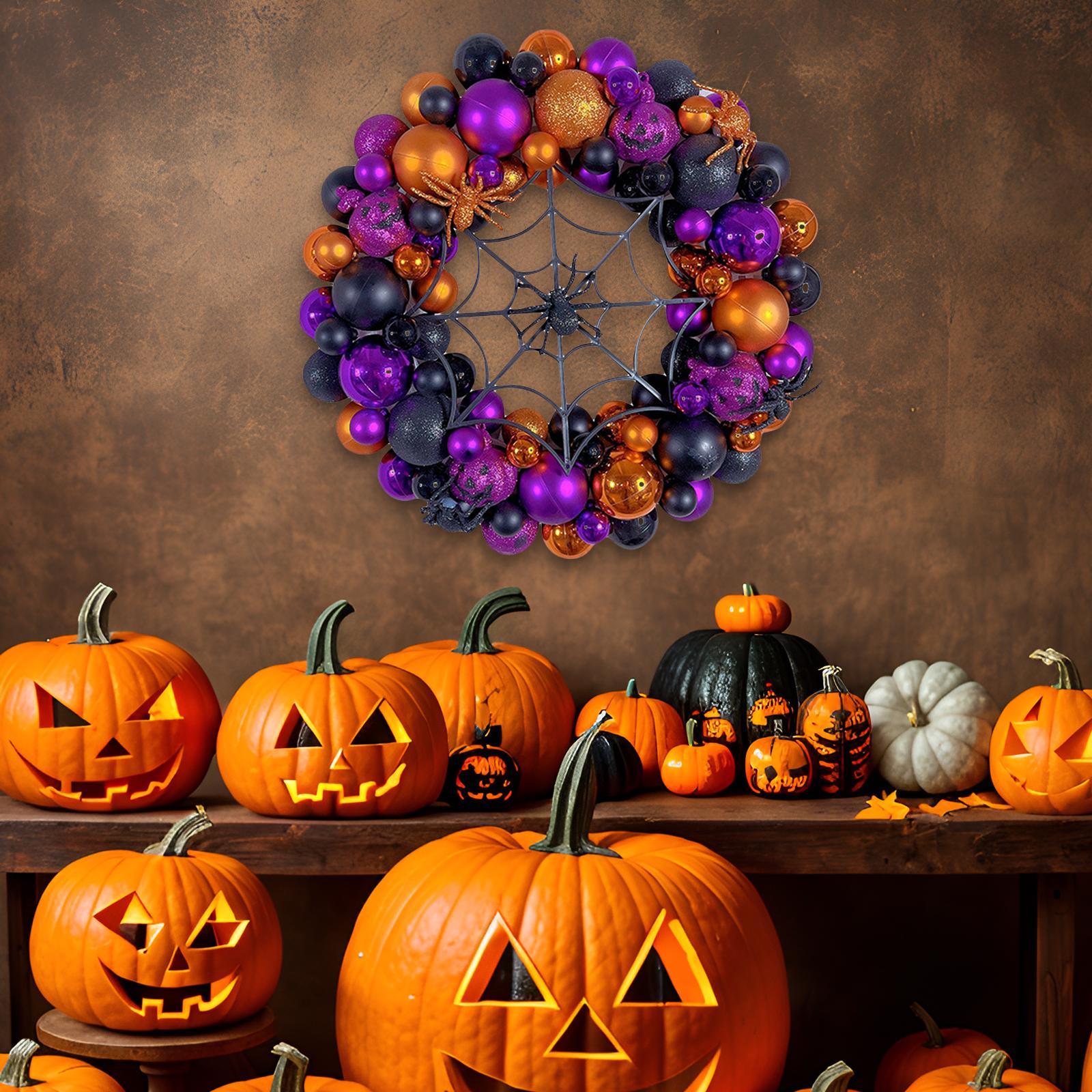 42cm Halloween Spiders Ball Wreath Garland Sturdy for Door Wall Mantel Decor Style B