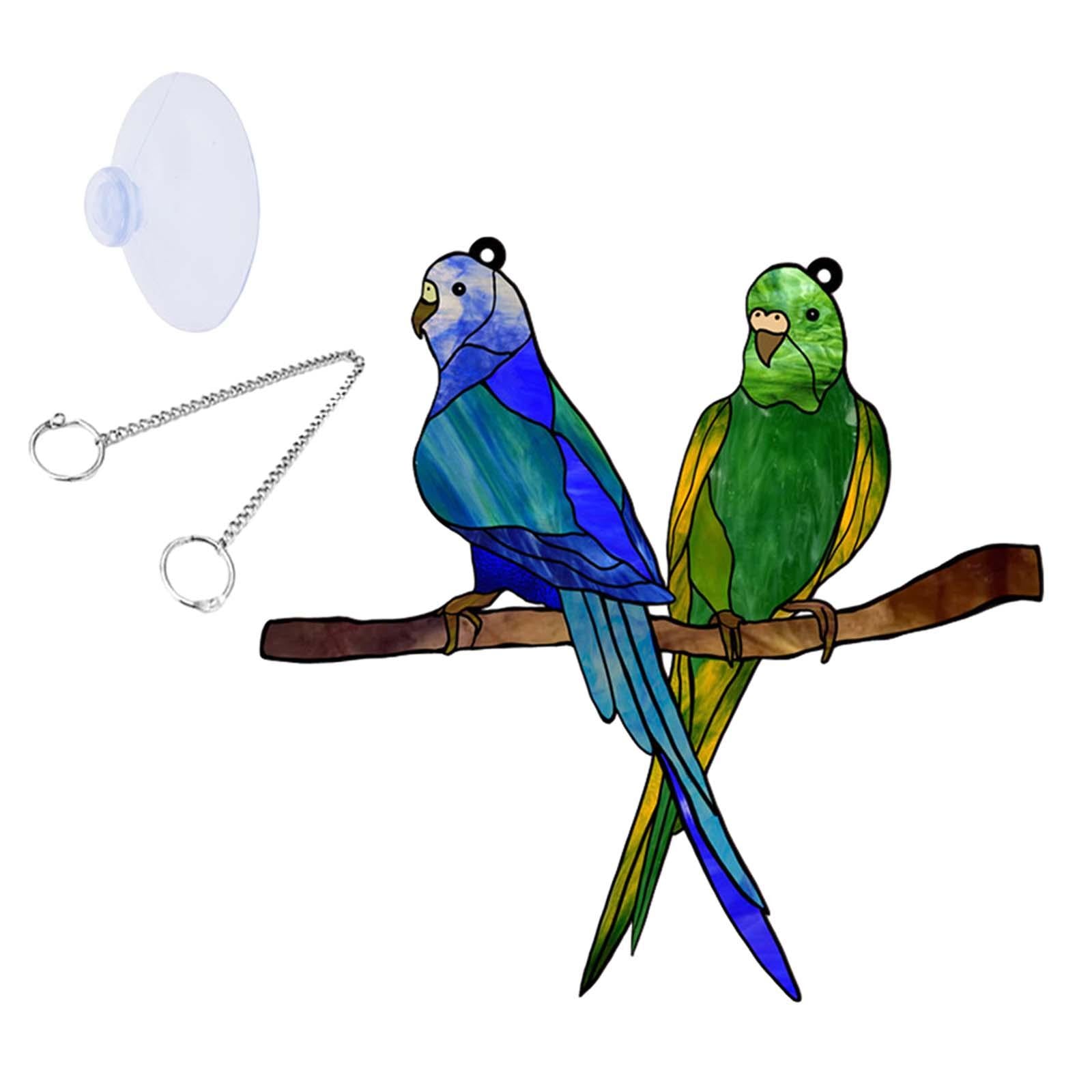 Acrylic Bird on Branch Window Hanging Ornament Artwork for Patio Home Office Two Birds