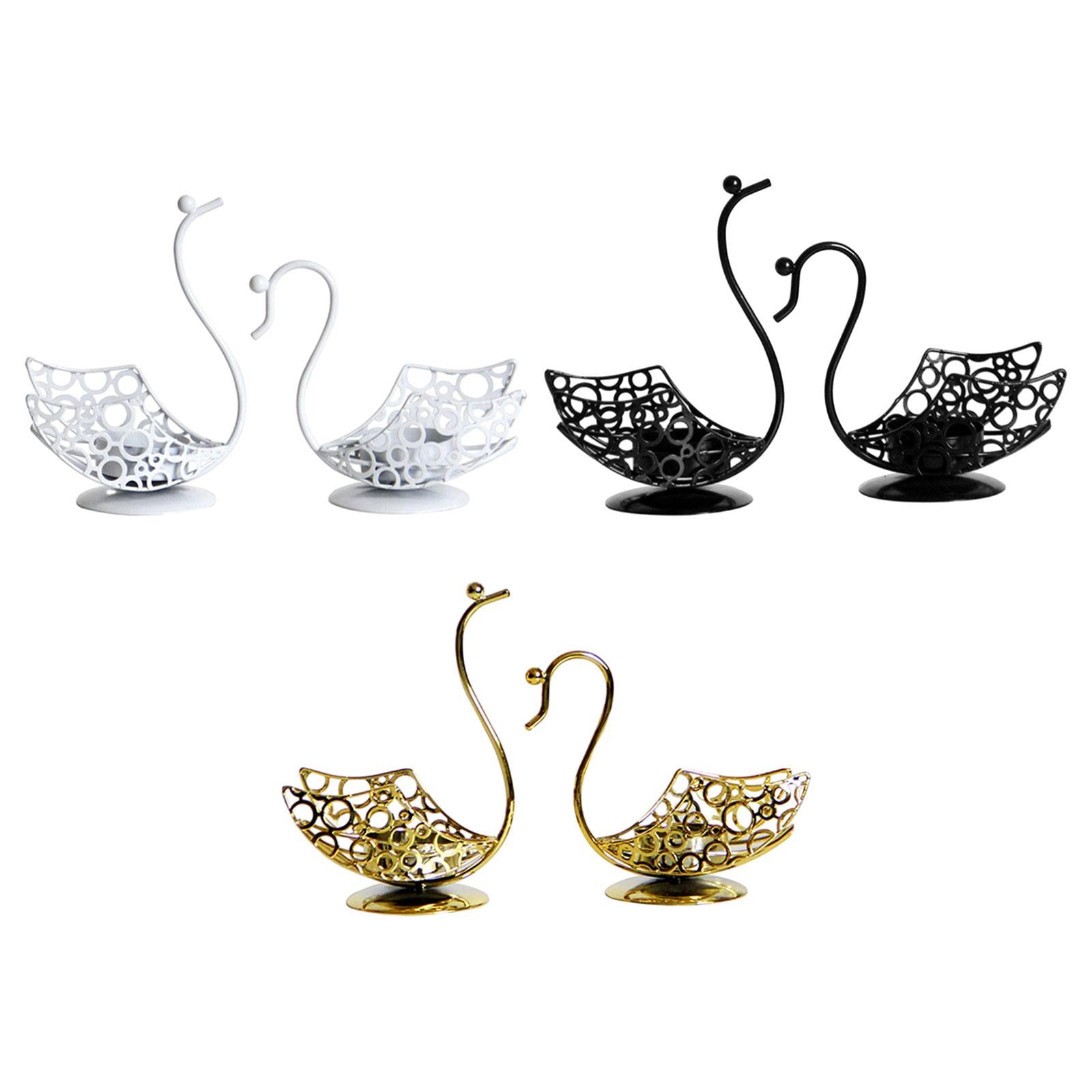 2Pcs Swan Iron Candle Holder Metal Candlestick for Couples Fireplace Wedding Gold