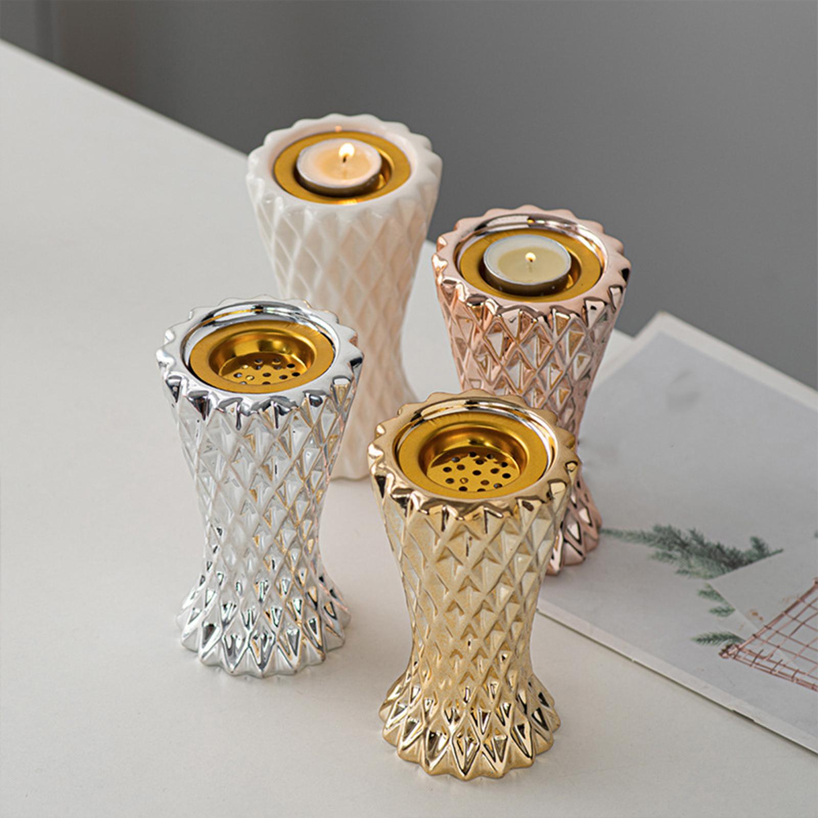Candle Holder Crafts Candlestick Holder for Table Centerpiece Dinner Wedding silvery