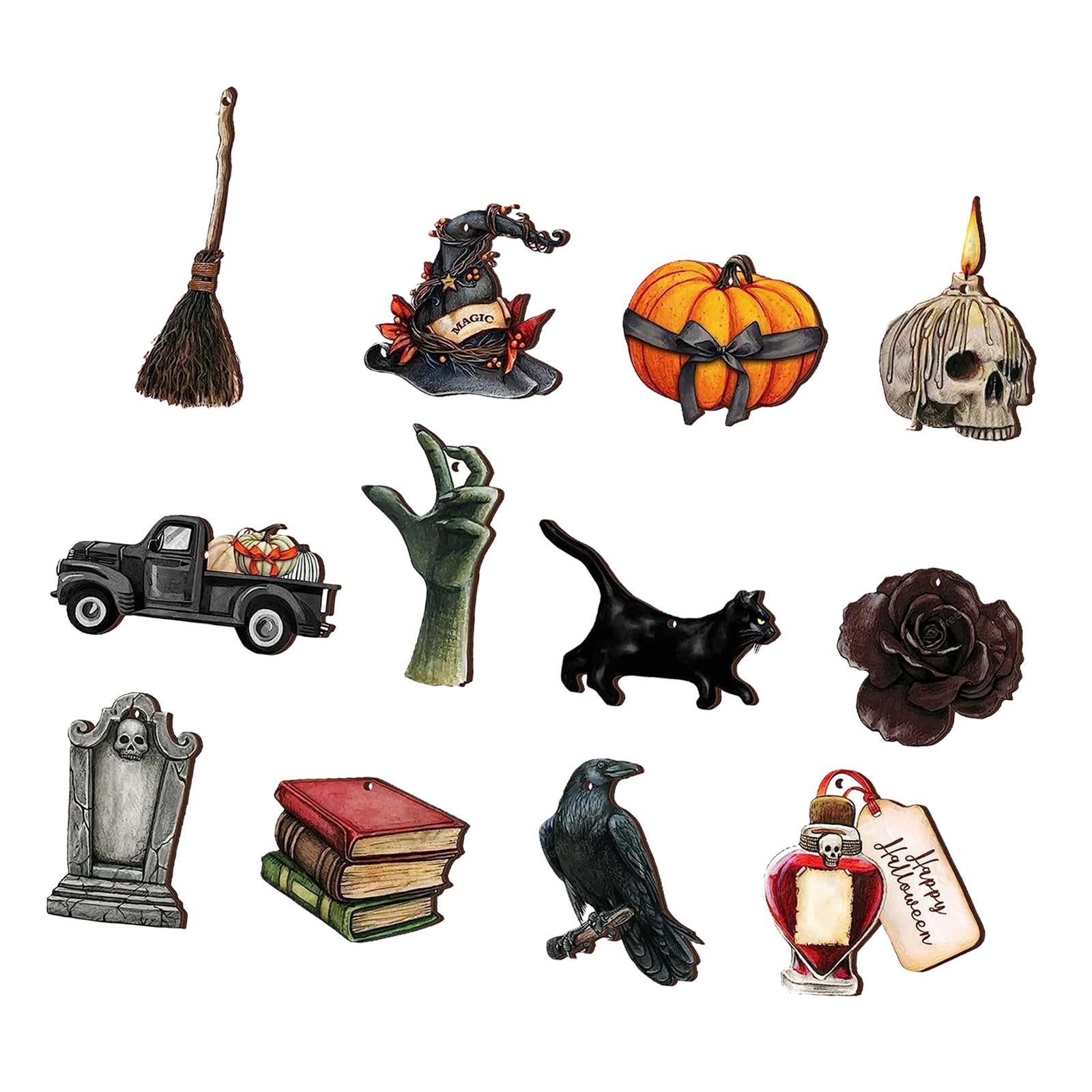 Wooden Halloween Tree Hanging Ornaments Sturdy Party Supplies for Home Decor Style B