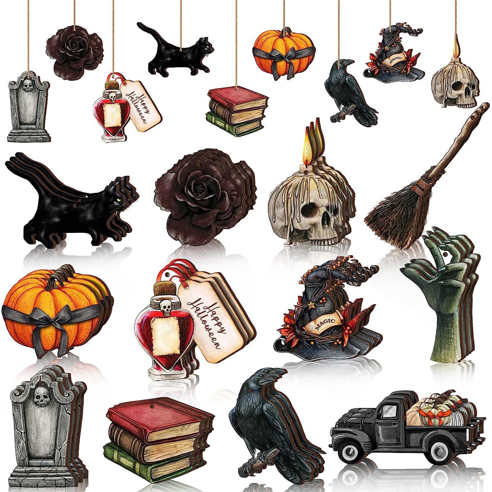 Wooden Halloween Tree Hanging Ornaments Sturdy Party Supplies for Home Decor Style E