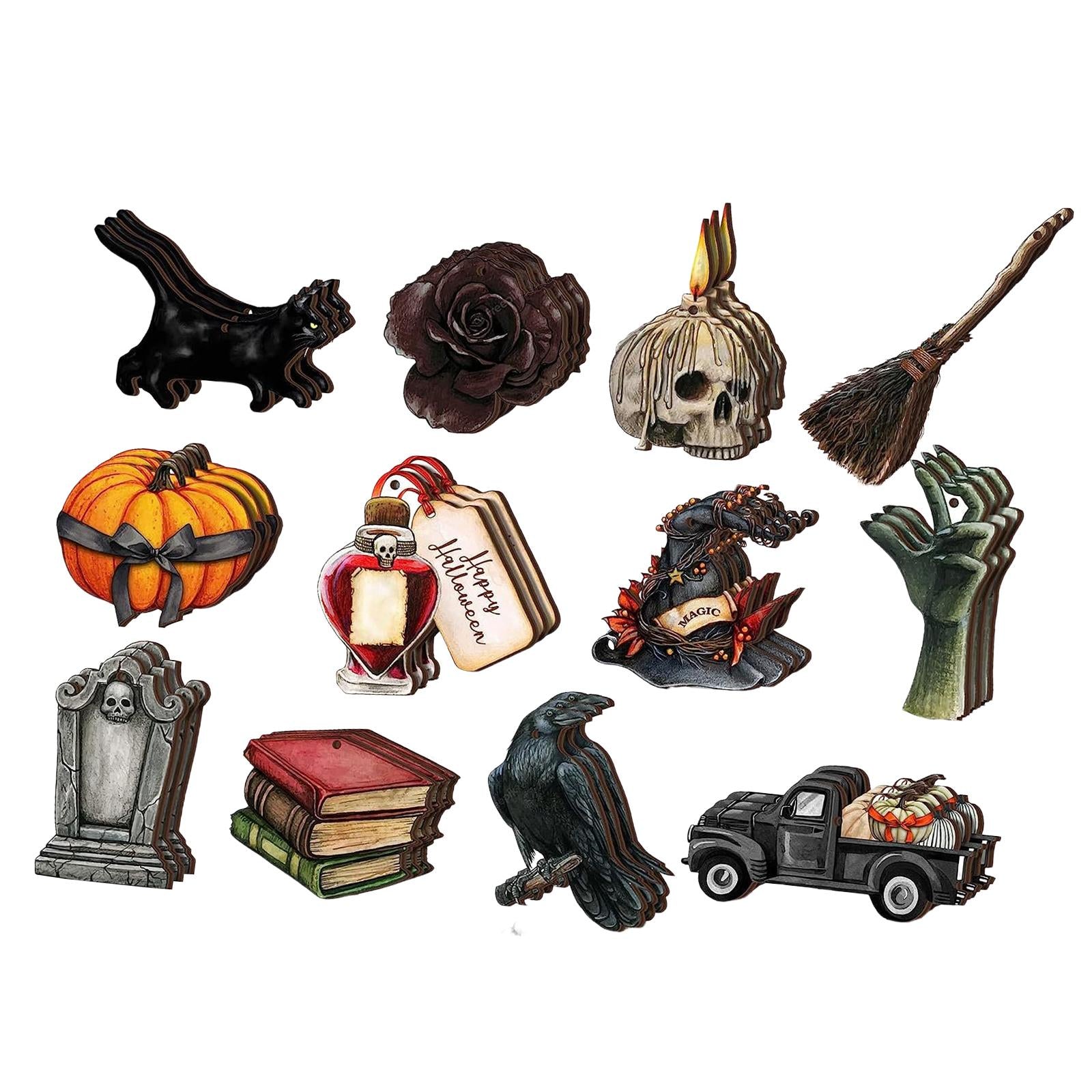 Wooden Halloween Tree Hanging Ornaments Sturdy Party Supplies for Home Decor Style E