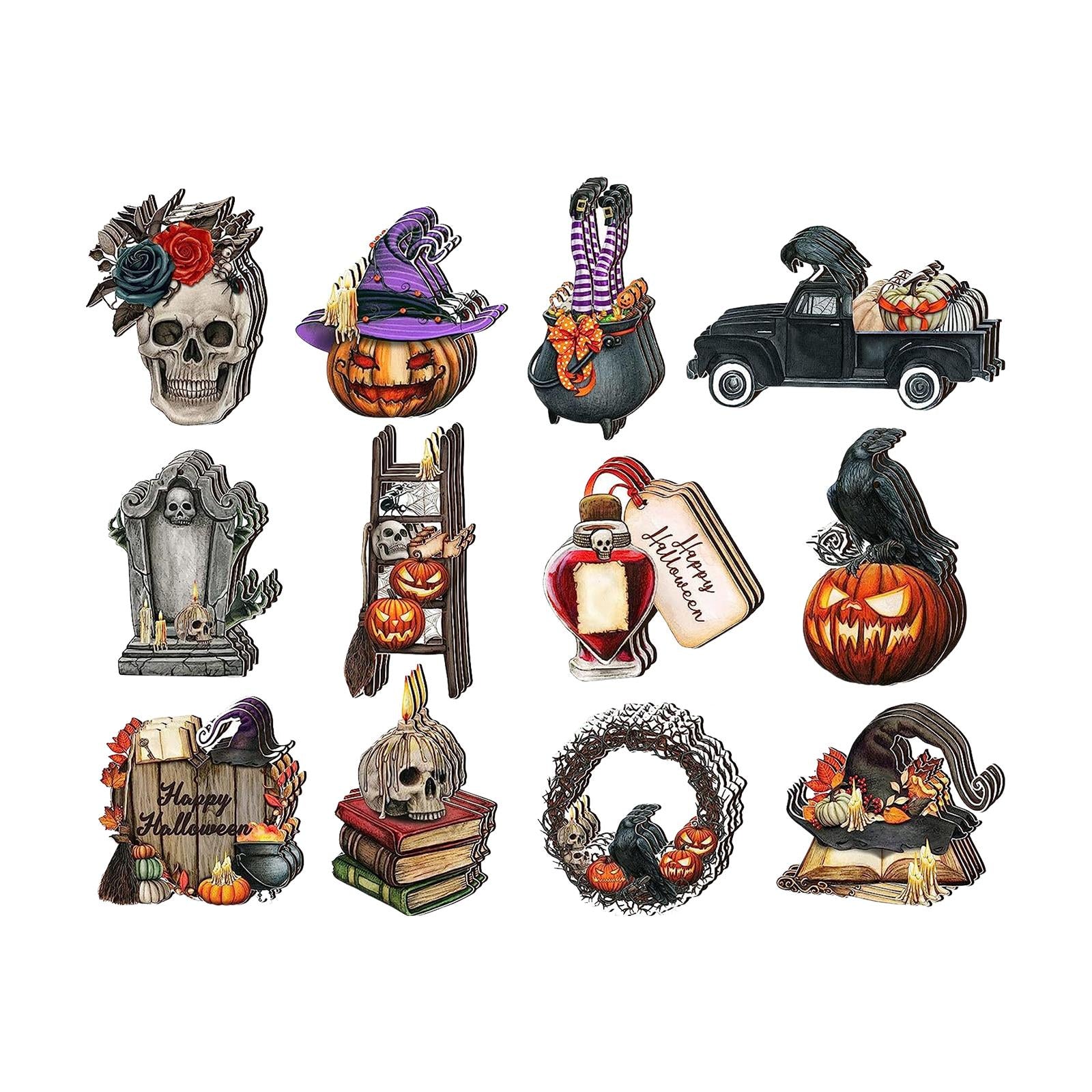 Wooden Halloween Tree Hanging Ornaments Sturdy Party Supplies for Home Decor Style F