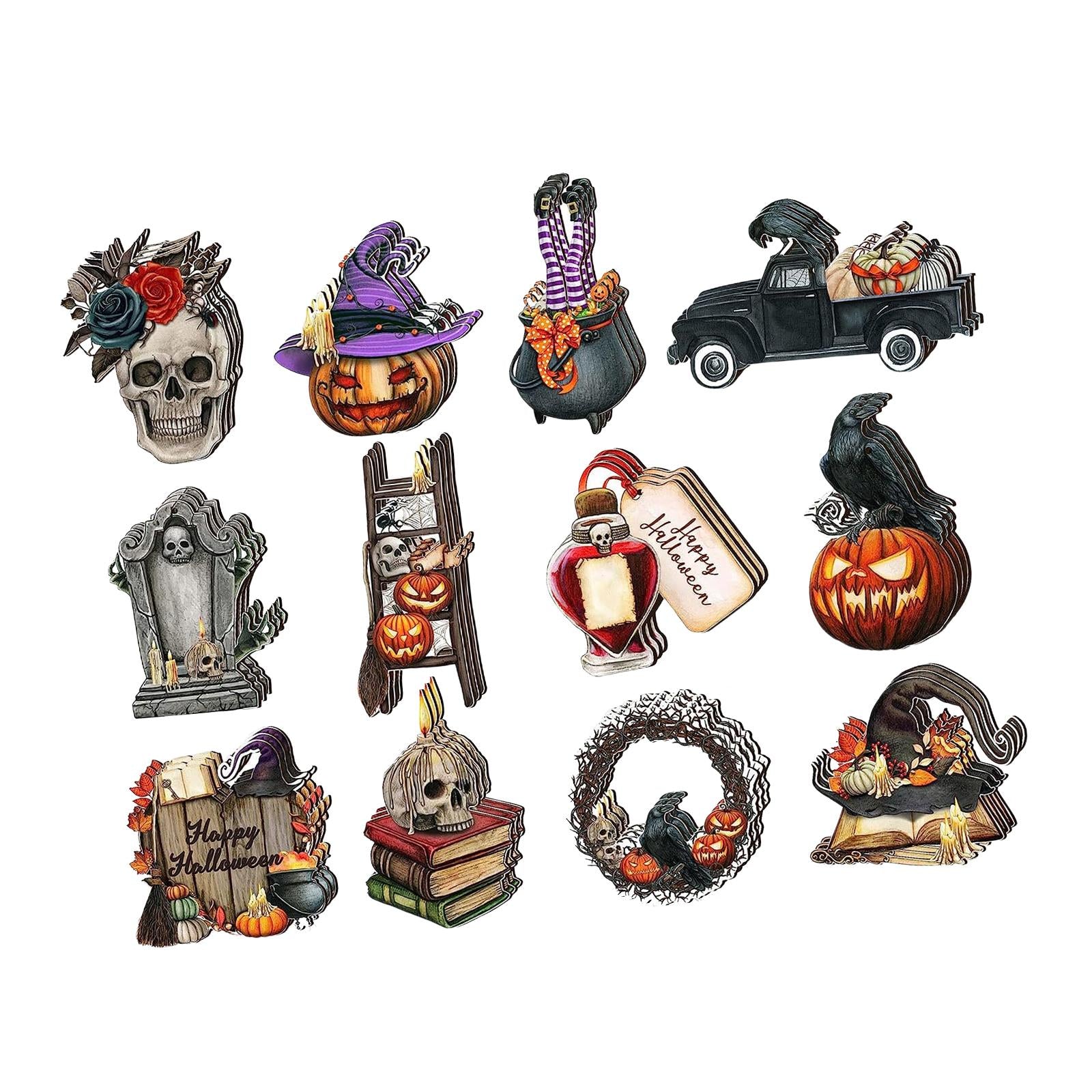 Wooden Halloween Tree Hanging Ornaments Sturdy Party Supplies for Home Decor Style F