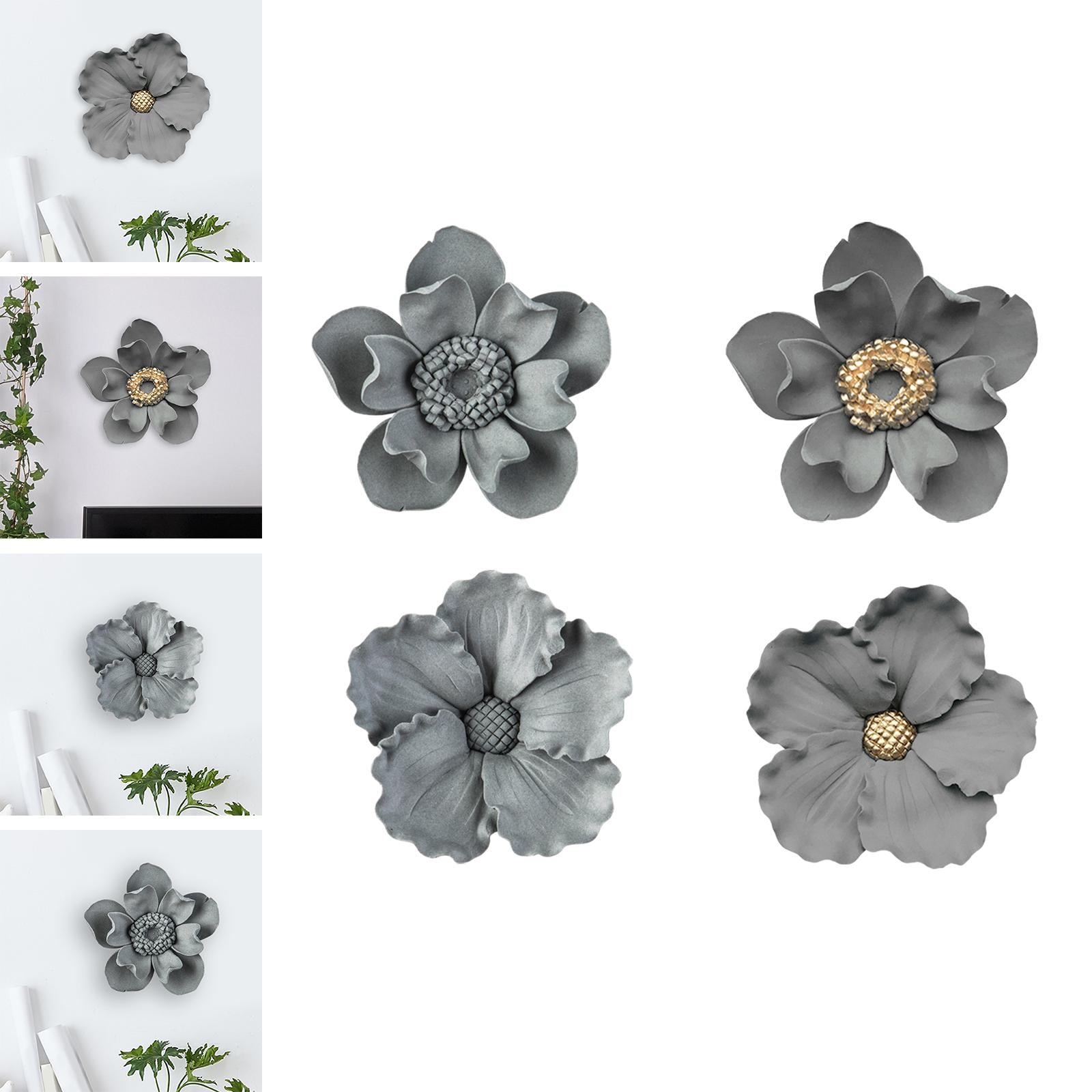 Ceramics Flower Decor 3D Floral Sculpture Sculpture for Wall Background 9cm Style B
