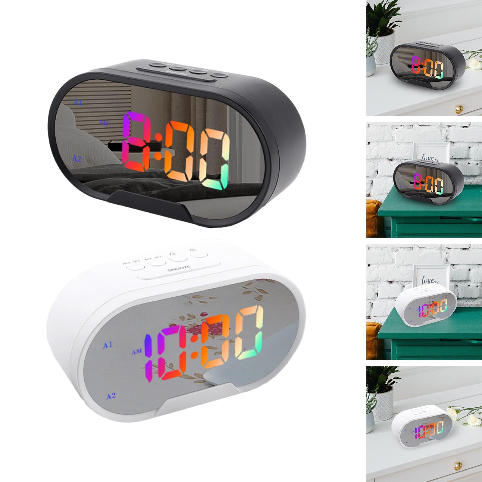 Digital Dual Alarm Clock LED Bedroom Alarm Clocks for Bedroom Kitchen Office Black