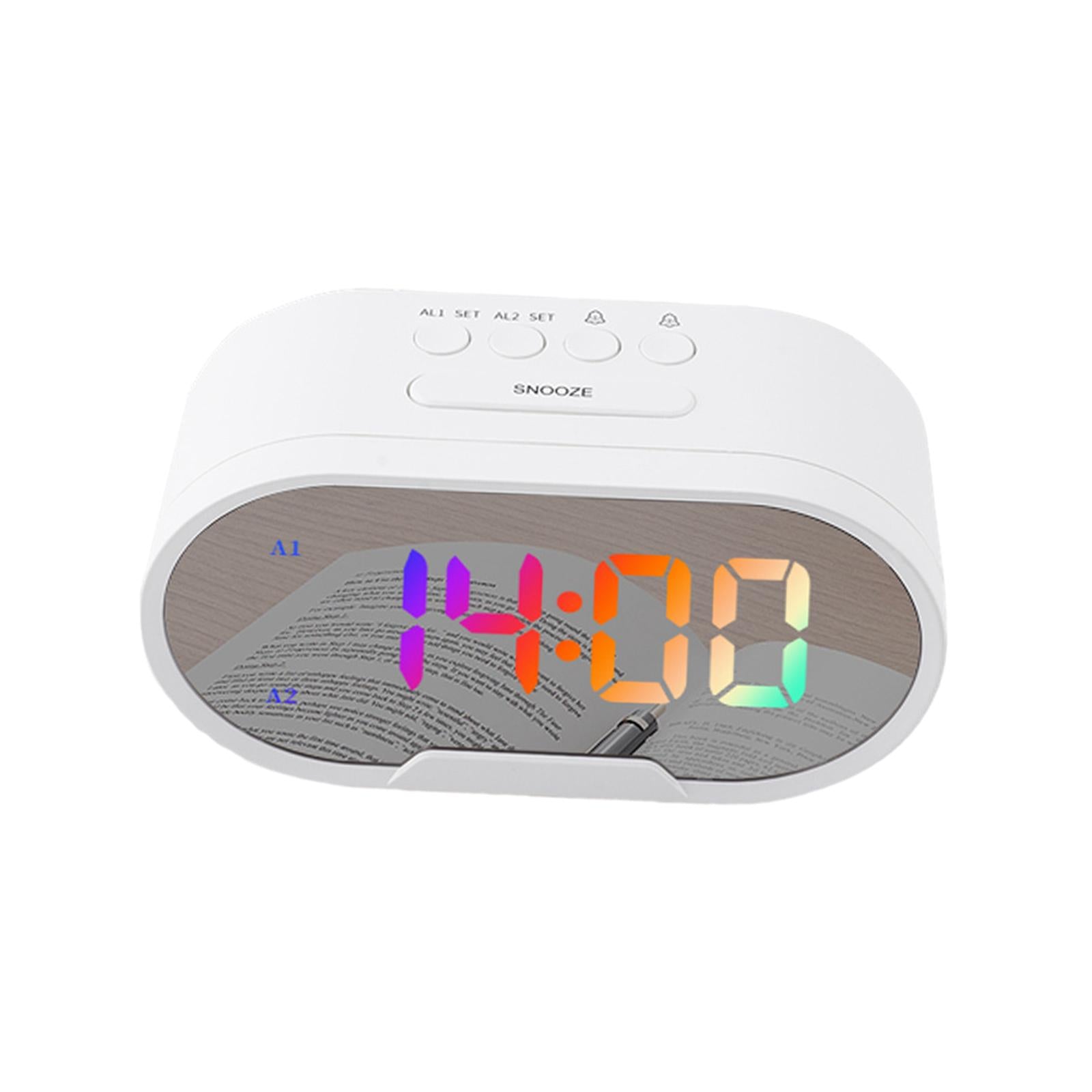 Digital Dual Alarm Clock LED Bedroom Alarm Clocks for Bedroom Kitchen Office White