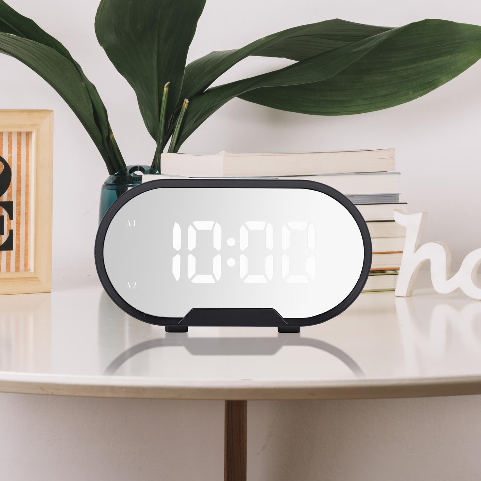 Digital Alarm Clock Snooze Small Clock for Bedroom Living Room Hotels Black