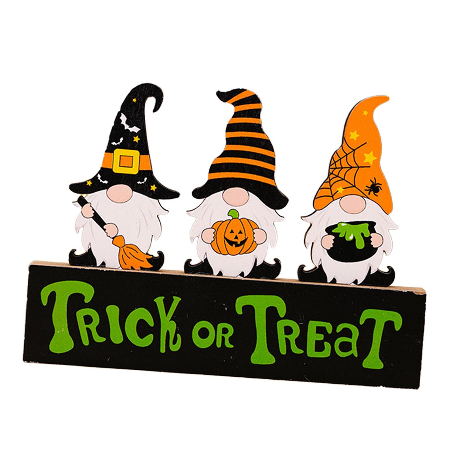 Halloween Wooden Ornament Cute for Planter Pot Decoration Living Room Indoor Style A