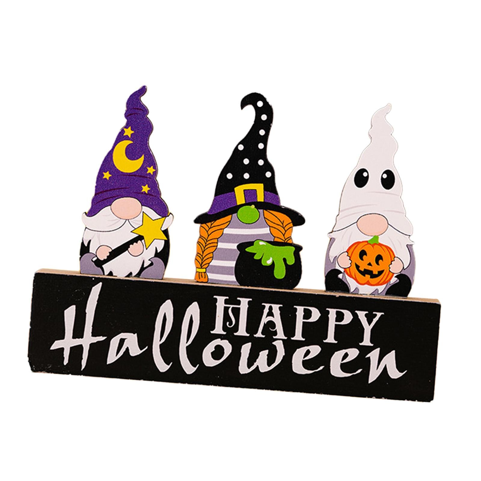 Halloween Wooden Ornament Cute for Planter Pot Decoration Living Room Indoor Style B
