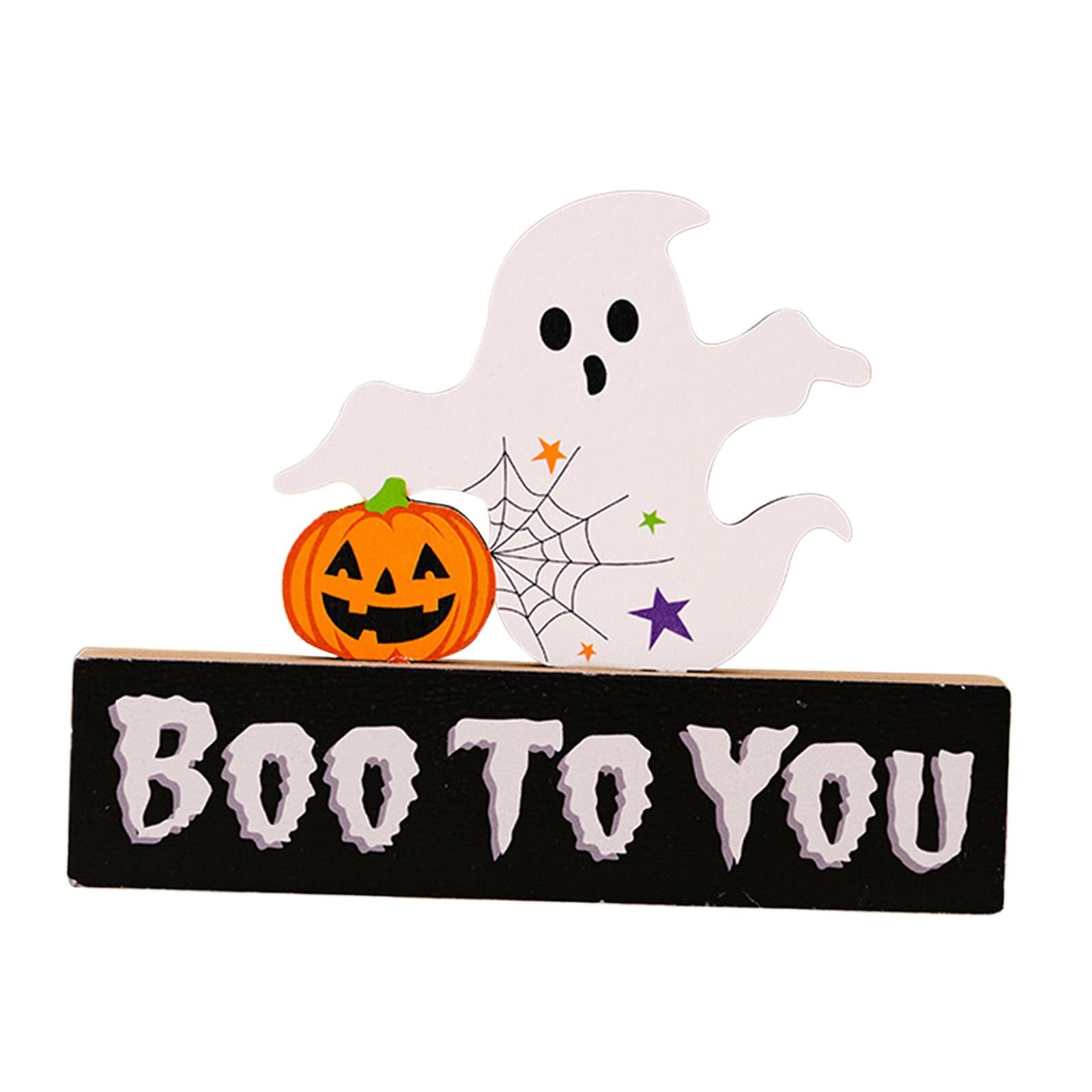 Halloween Wooden Ornament Cute for Planter Pot Decoration Living Room Indoor Style D