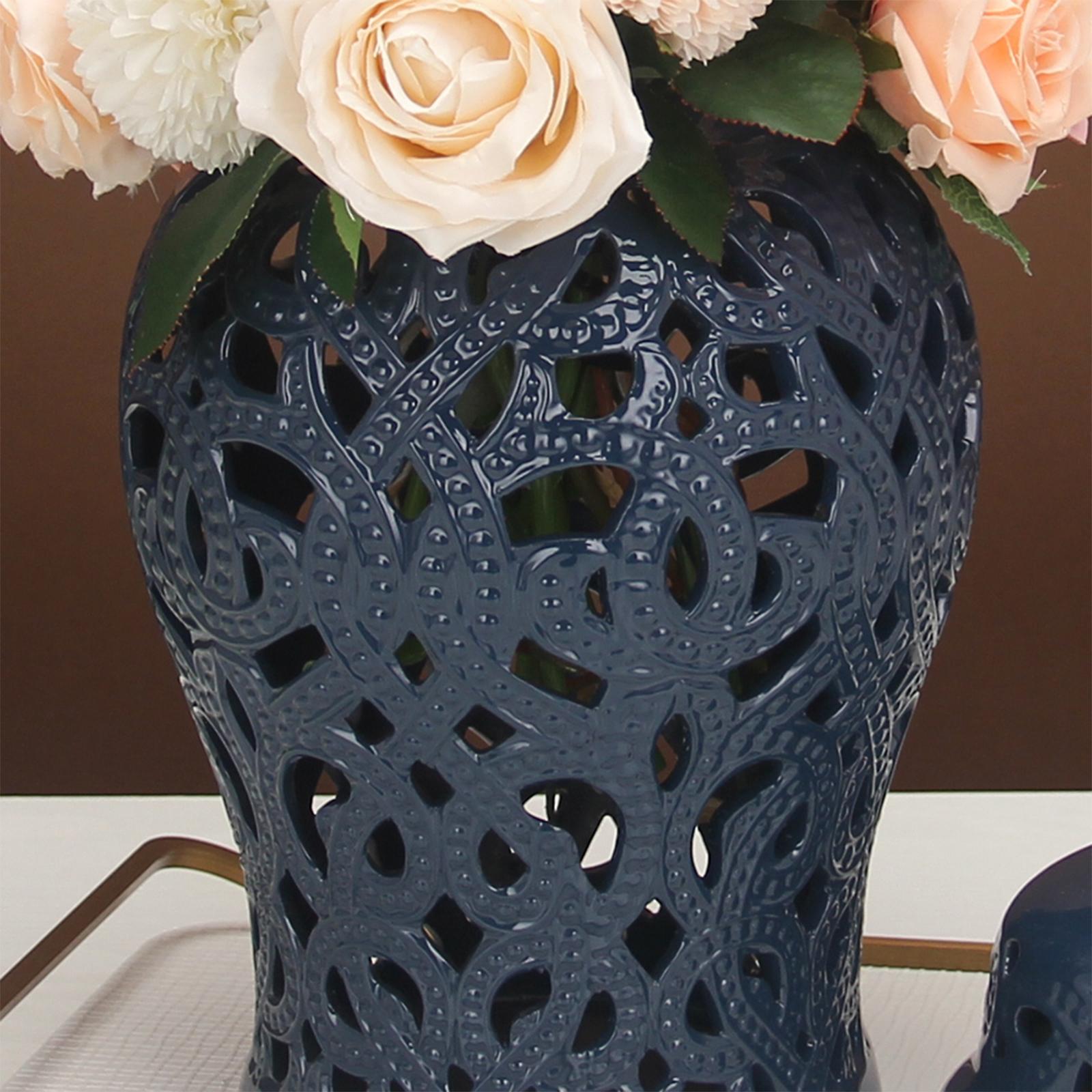 Ceramic Vase Traditional Handicraft with Lid Decoration Porcelain Ginger Jar