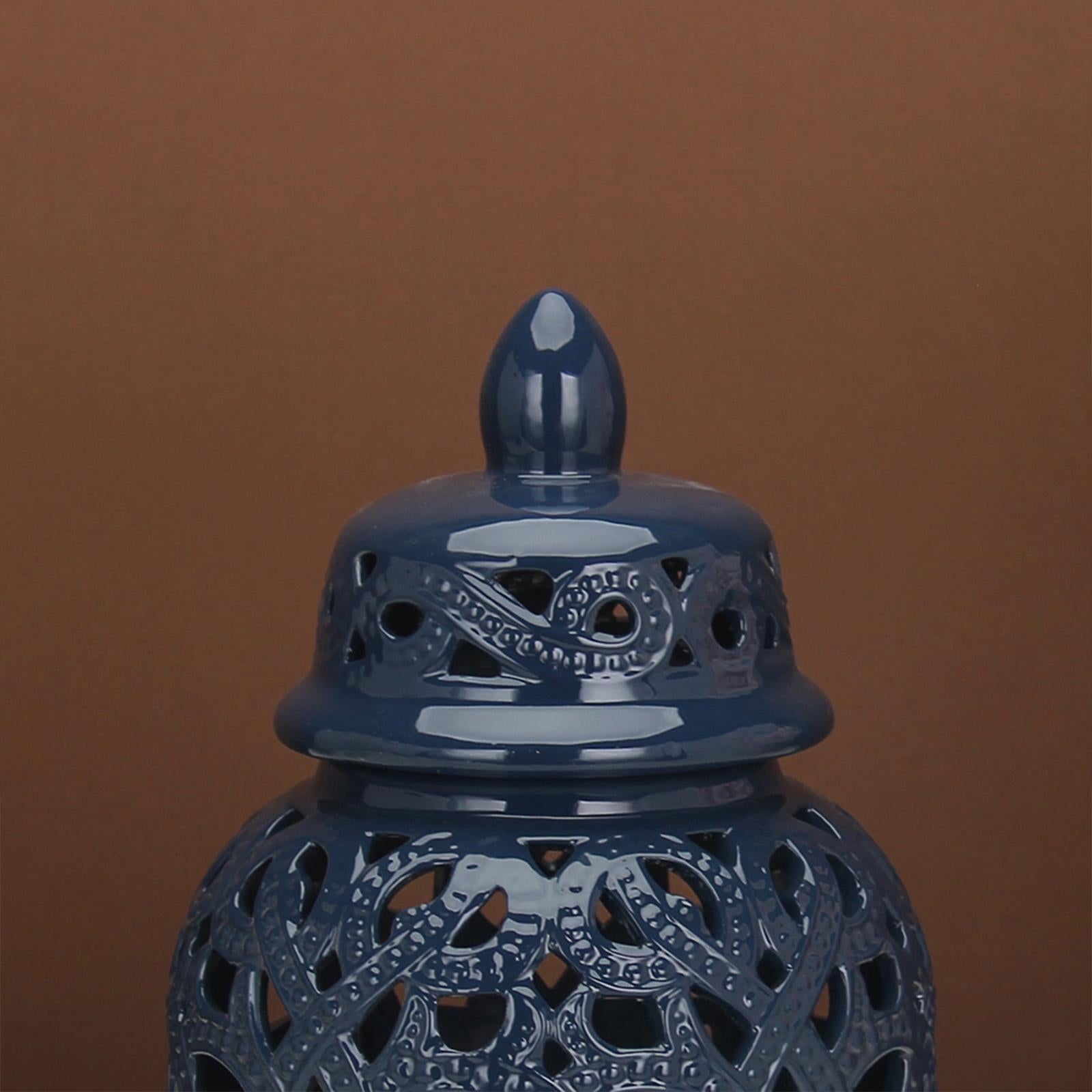 Ceramic Vase Traditional Handicraft with Lid Decoration Porcelain Ginger Jar