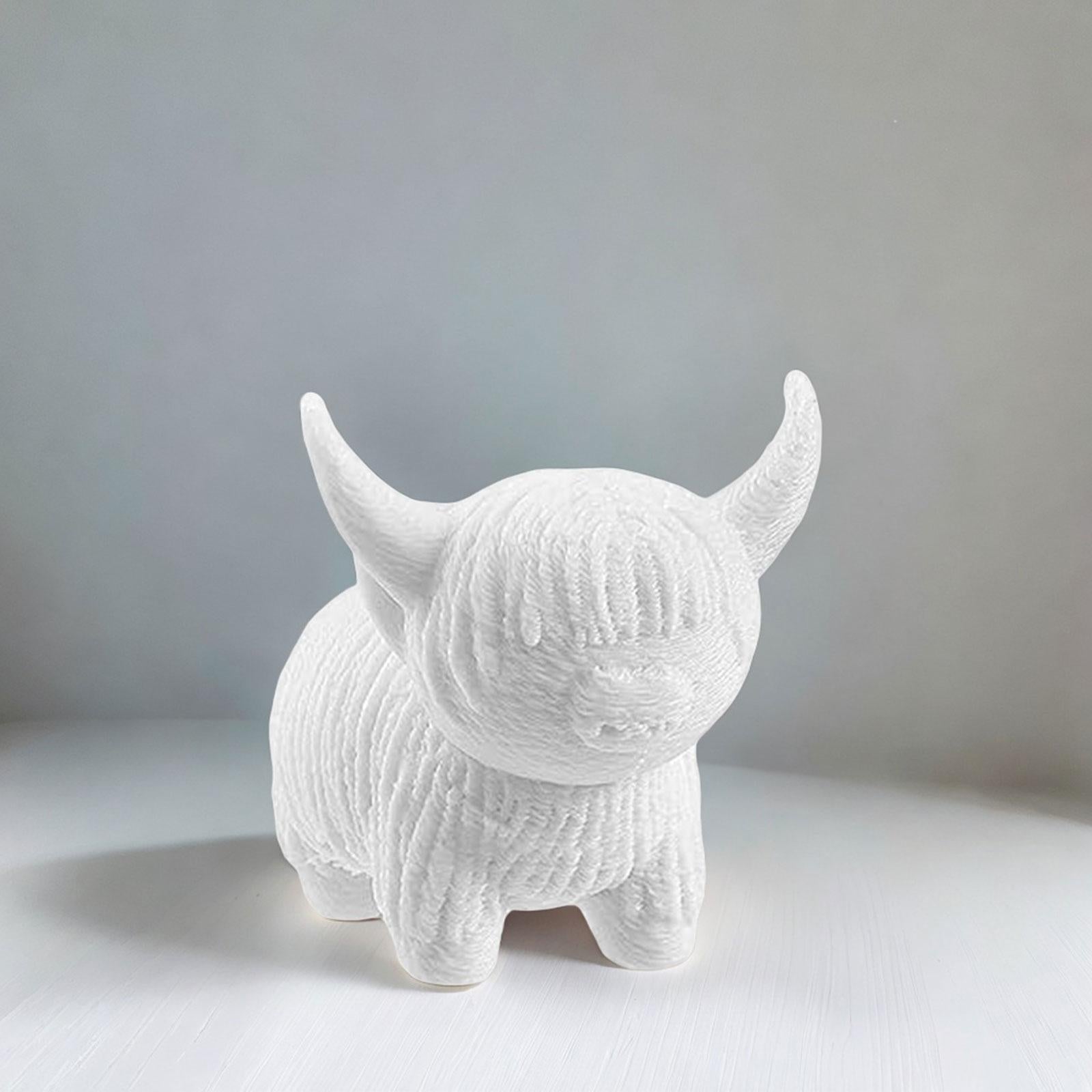 Cow Figurine Mini Souvenirs Gift Craft Ornament for Office Fireplace Cabinet L White