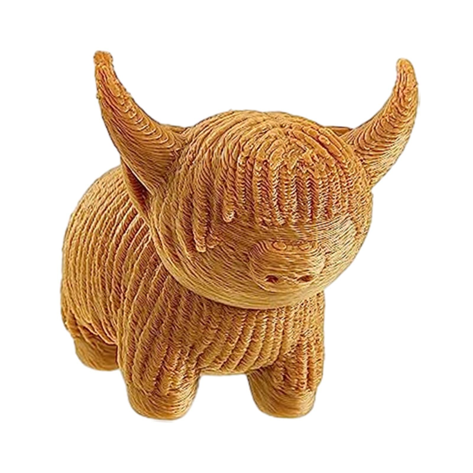 Cow Figurine Mini Souvenirs Gift Craft Ornament for Office Fireplace Cabinet L Brown