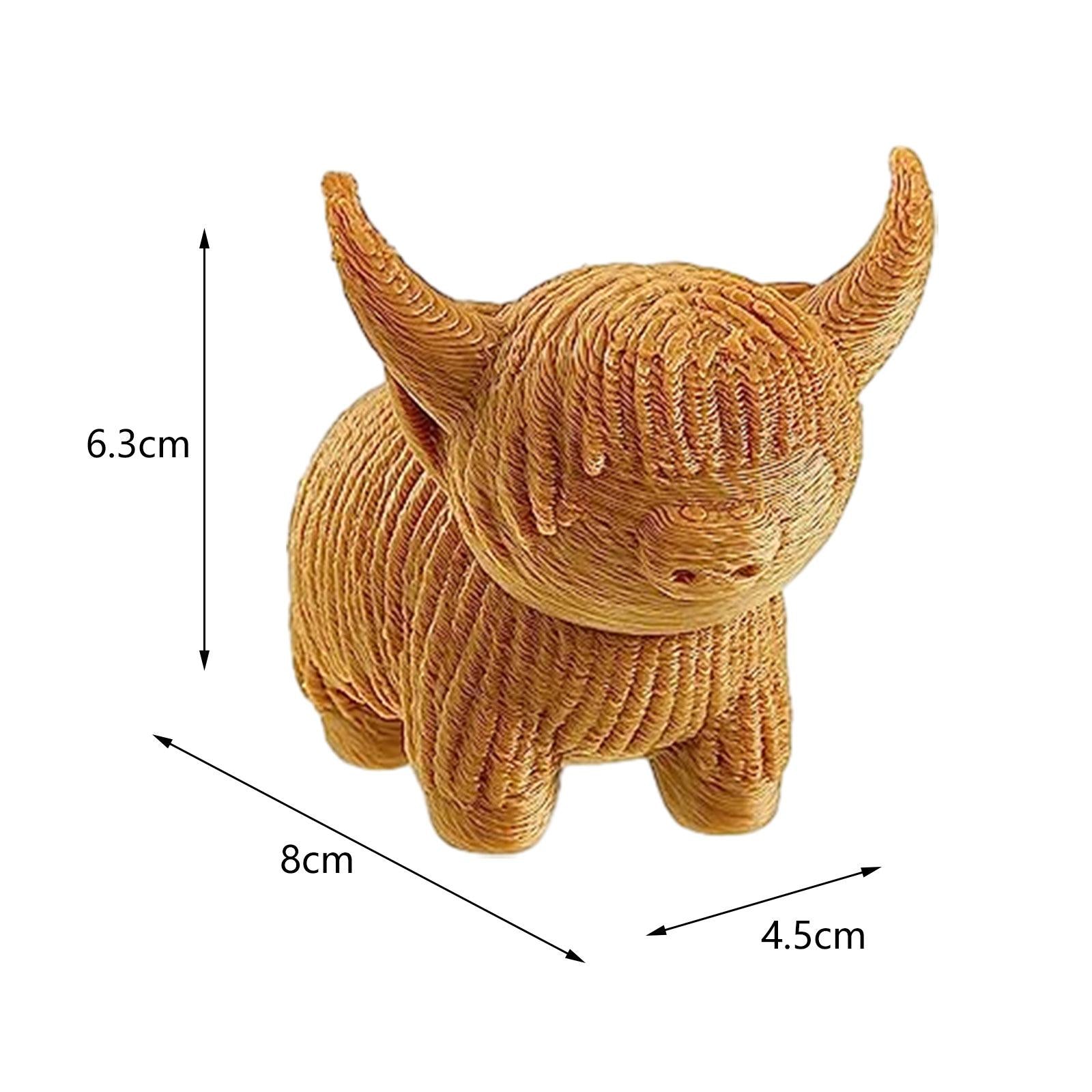 Cow Figurine Mini Souvenirs Gift Craft Ornament for Office Fireplace Cabinet L Brown