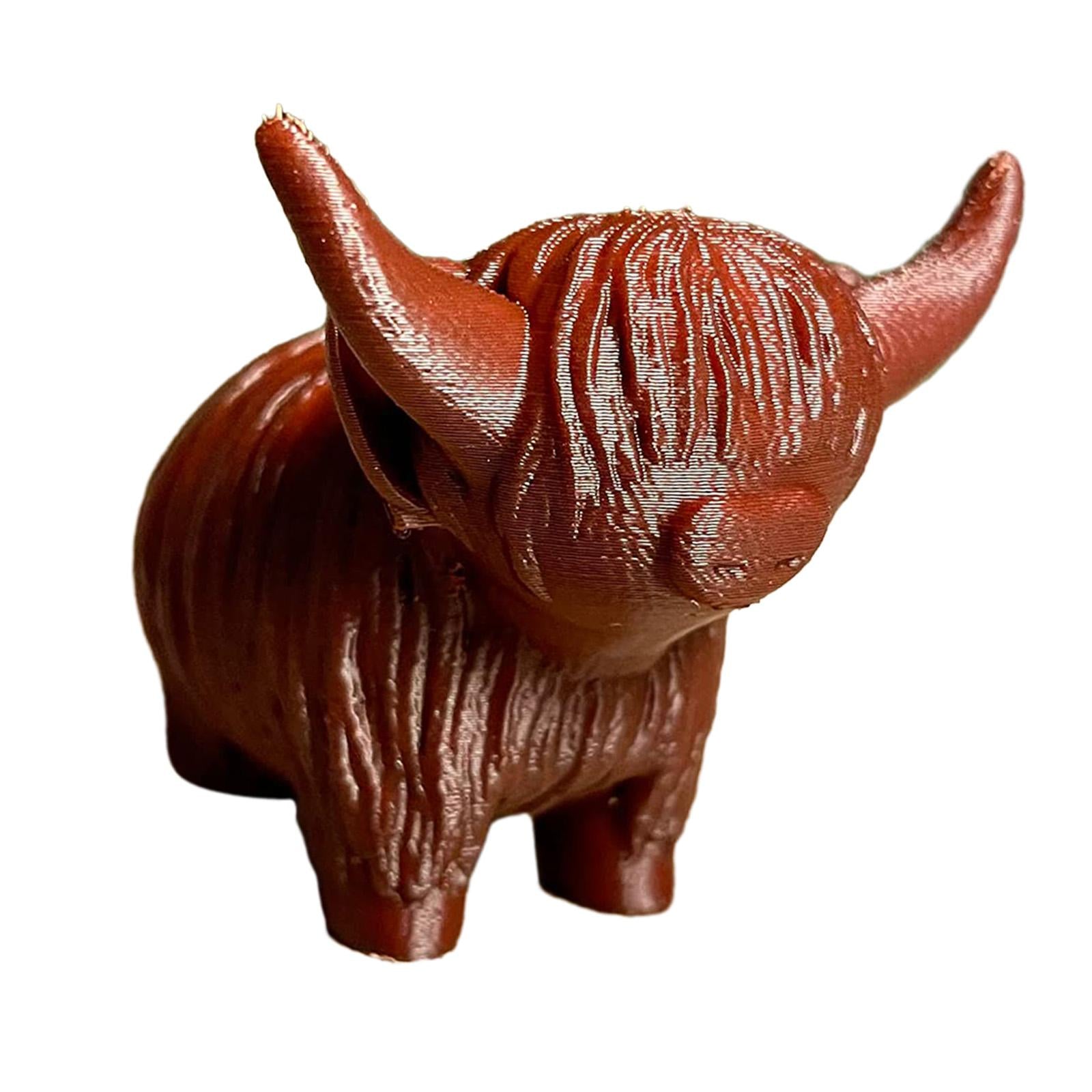 Cow Figurine Mini Souvenirs Gift Craft Ornament for Office Fireplace Cabinet L Maroon