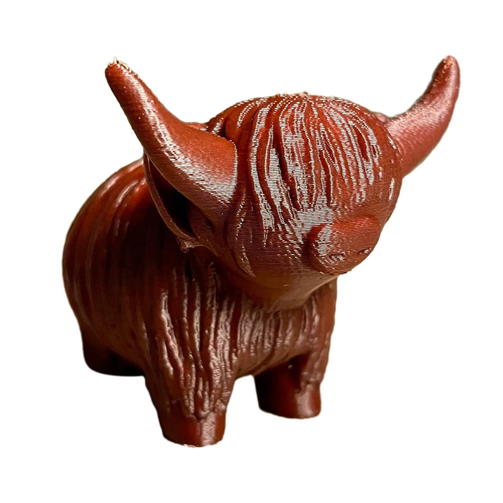 Cow Figurine Mini Souvenirs Gift Craft Ornament for Office Fireplace Cabinet L Maroon