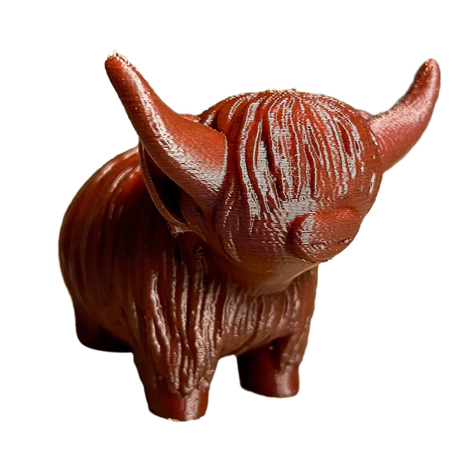 Cow Figurine Mini Souvenirs Gift Craft Ornament for Office Fireplace Cabinet L Maroon