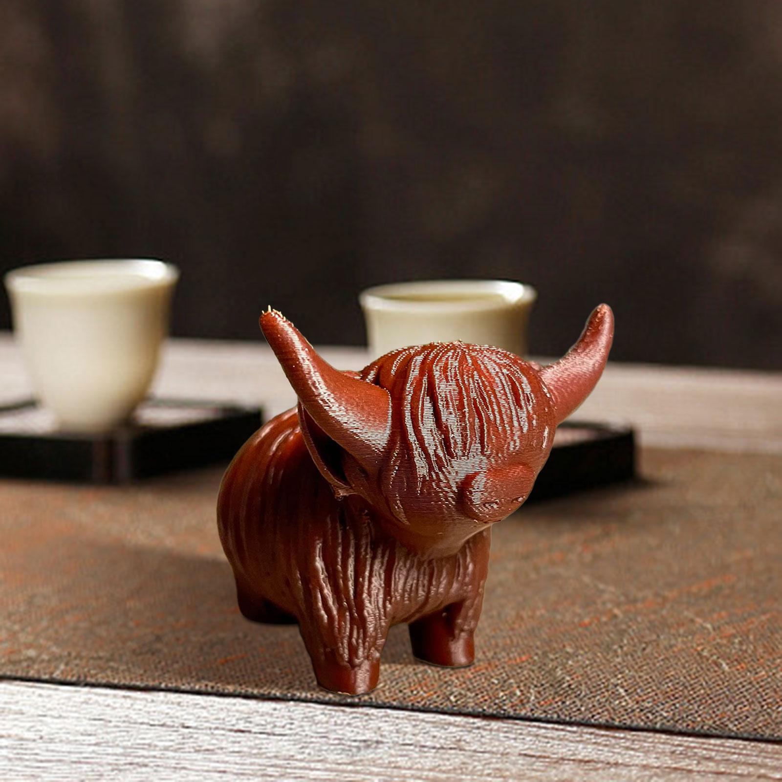 Cow Figurine Mini Souvenirs Gift Craft Ornament for Office Fireplace Cabinet L Maroon