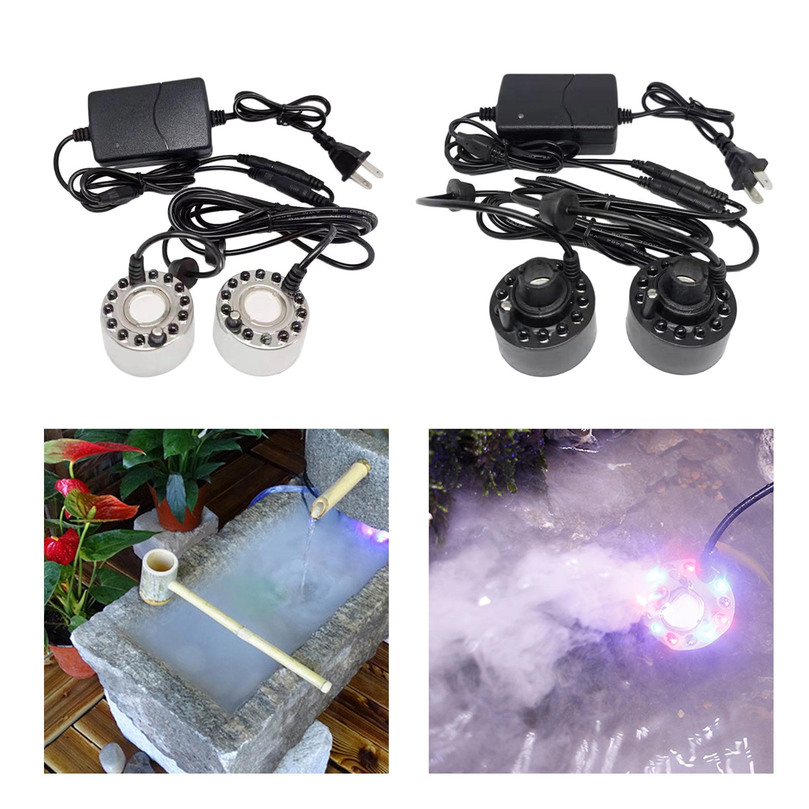 Mini Mist Fogger Mister Two Heads with Colorful Lights EU 220V Adapter Stainless Steel