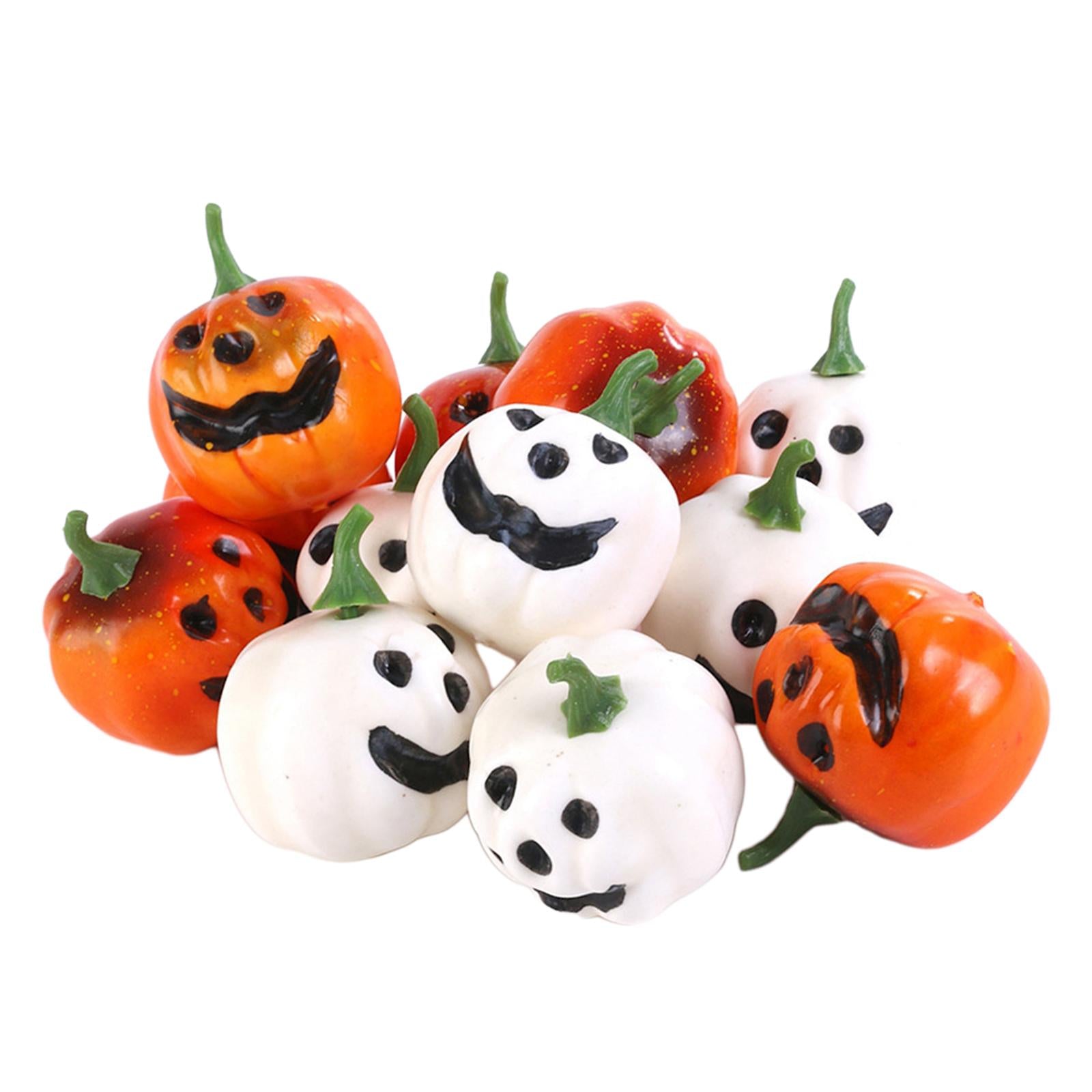 12Pcs Artificial Smiling Face Pumpkins Halloween Supplies Versatile Lifelike