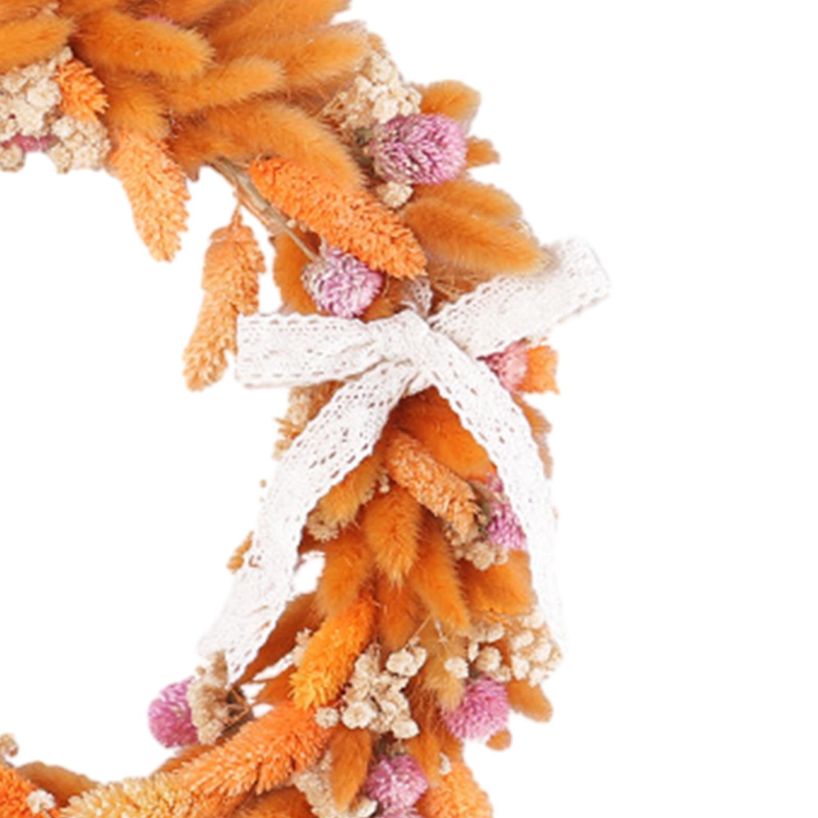 Harvest Festival Wreath Round 14inch Fall Wreath for Wall Wedding Decoration Orange