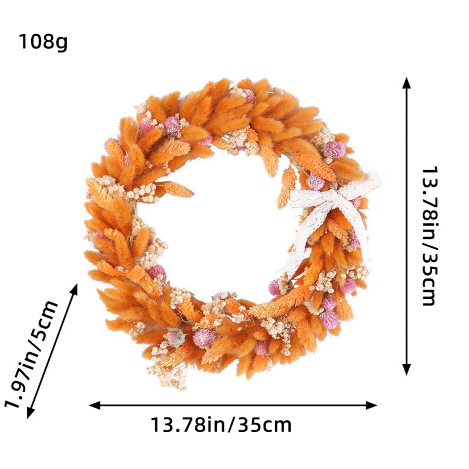Harvest Festival Wreath Round 14inch Fall Wreath for Wall Wedding Decoration Orange