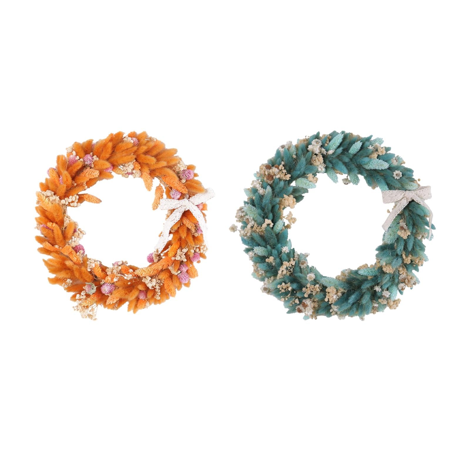 Harvest Festival Wreath Round 14inch Fall Wreath for Wall Wedding Decoration Orange