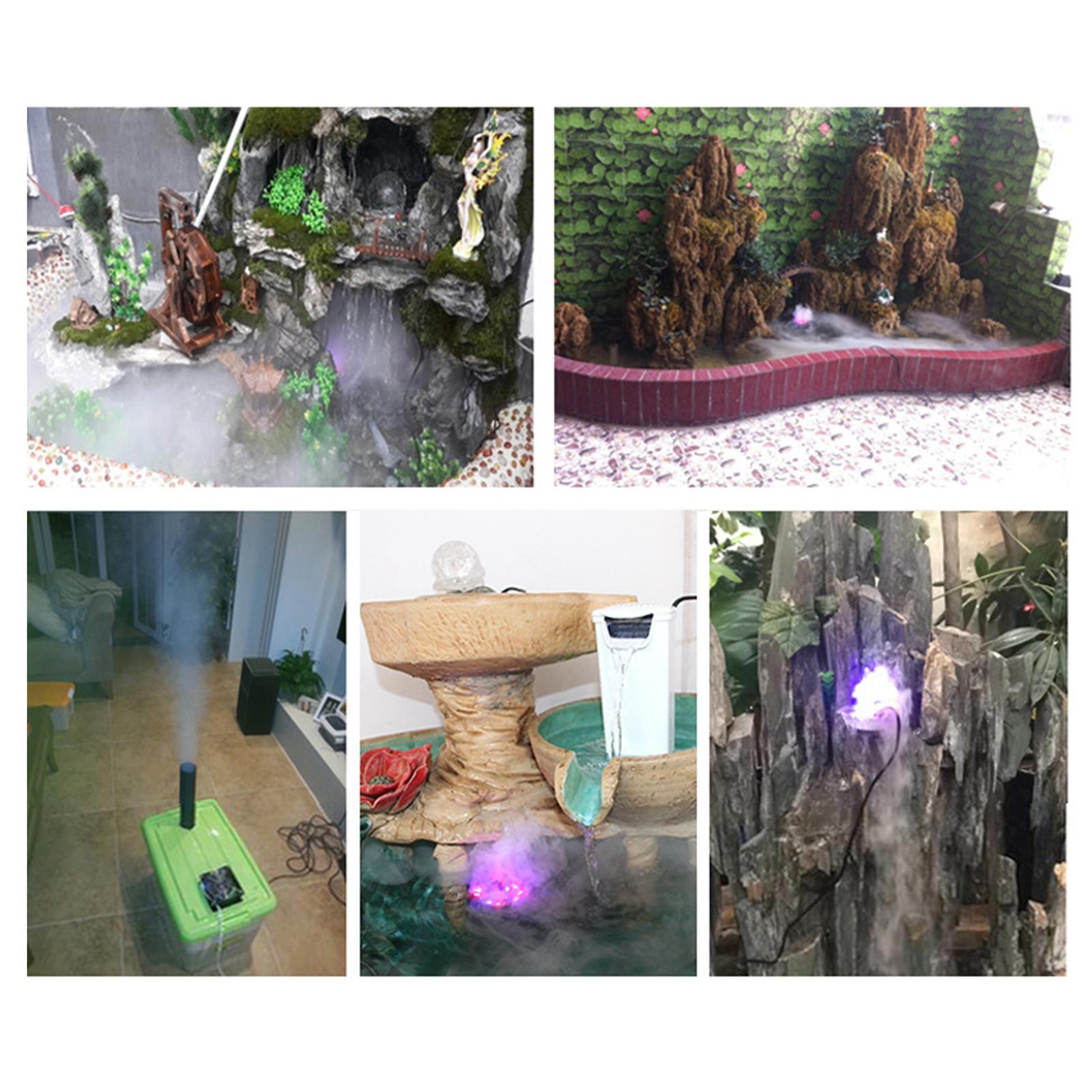 Ultrasonic Mist Maker Fogger Ornament 12 LED for Fish Tank Birdbath Sink Pot