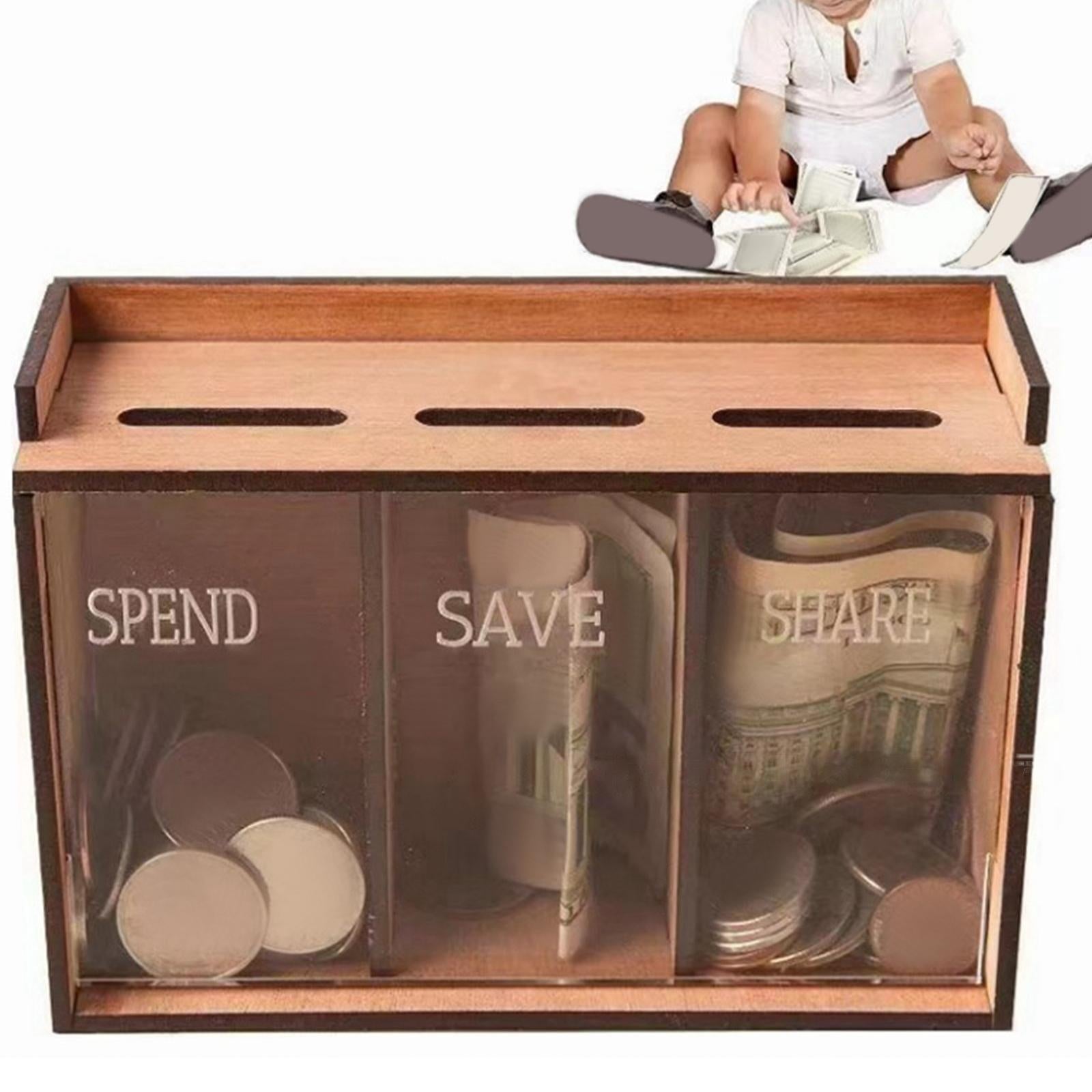 Coin Bank Money Bank Money Saving Box Desk Dorm Boys Girls Wooden Piggy Bank 15cmx10cmx5.8cm