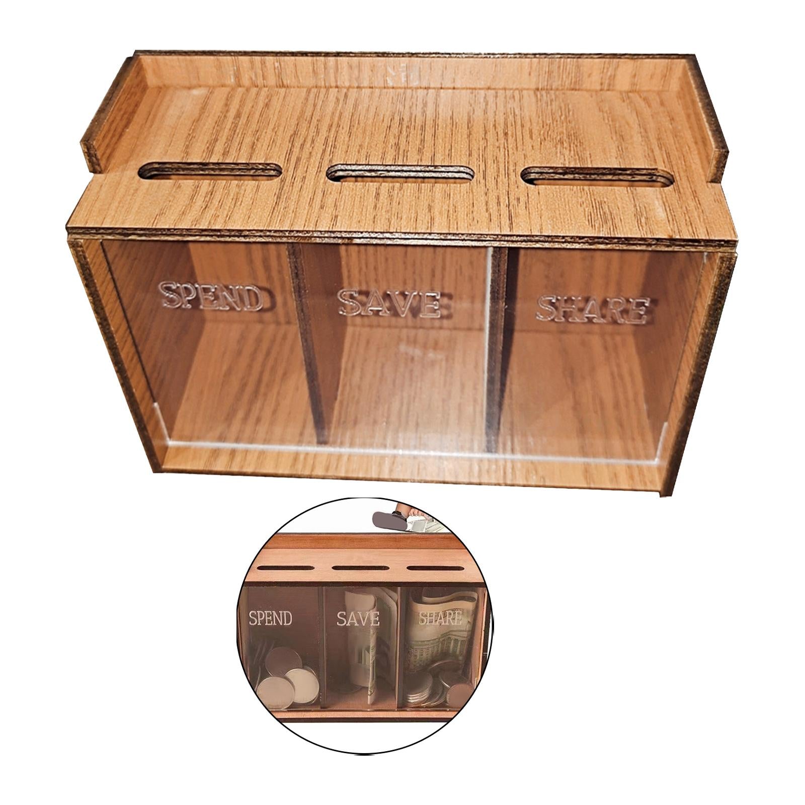 Coin Bank Money Bank Money Saving Box Desk Dorm Boys Girls Wooden Piggy Bank 15cmx10cmx5.8cm