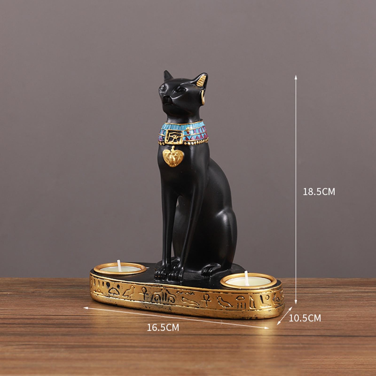 Cat Figurine Candleholder Candlestick for Fireplace Wedding Party Decoration Black