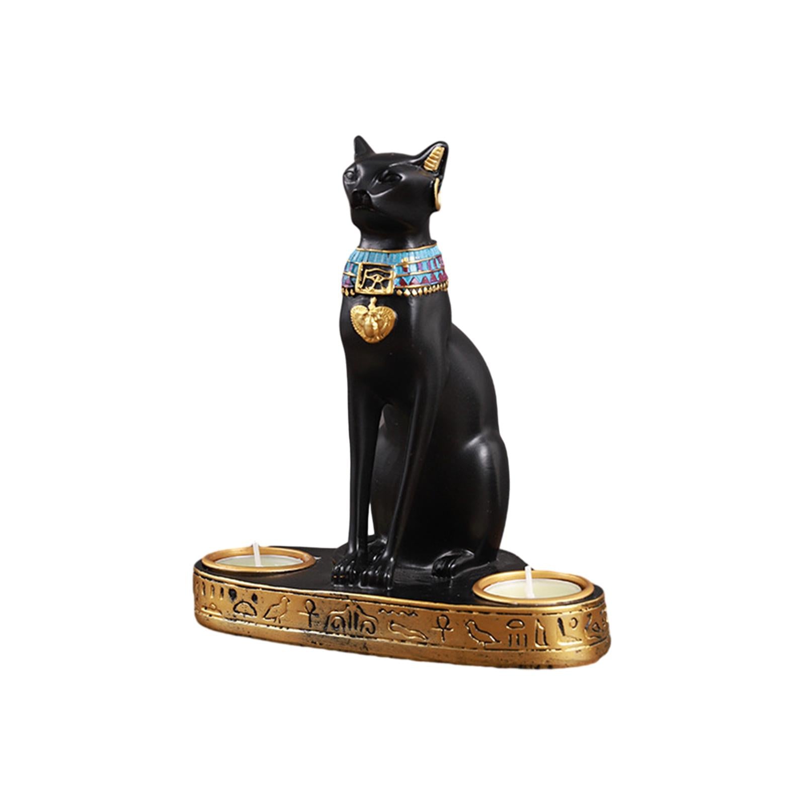 Cat Figurine Candleholder Candlestick for Fireplace Wedding Party Decoration Black