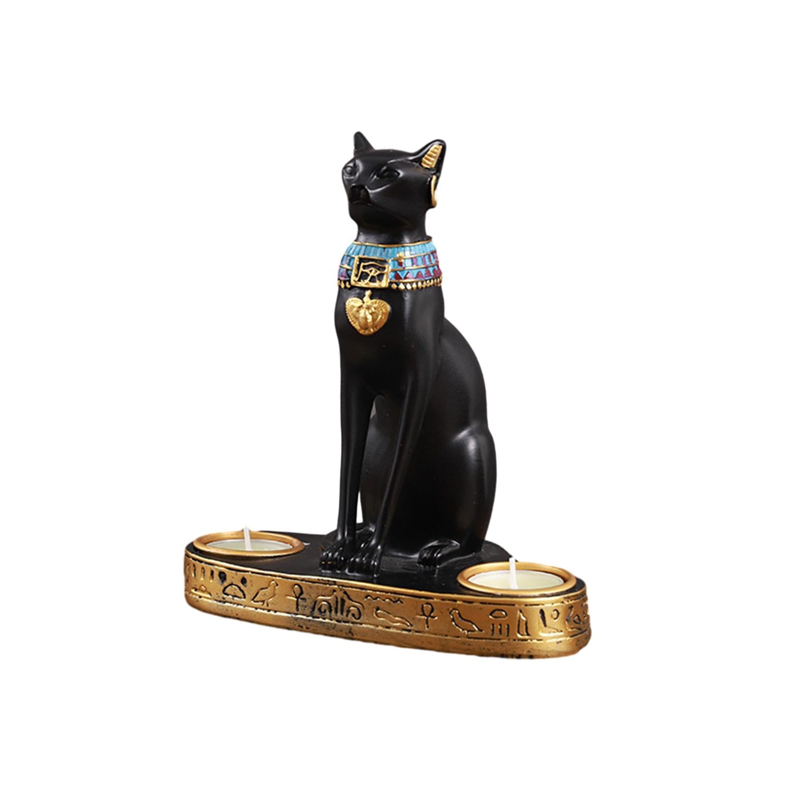 Cat Figurine Candleholder Candlestick for Fireplace Wedding Party Decoration Black