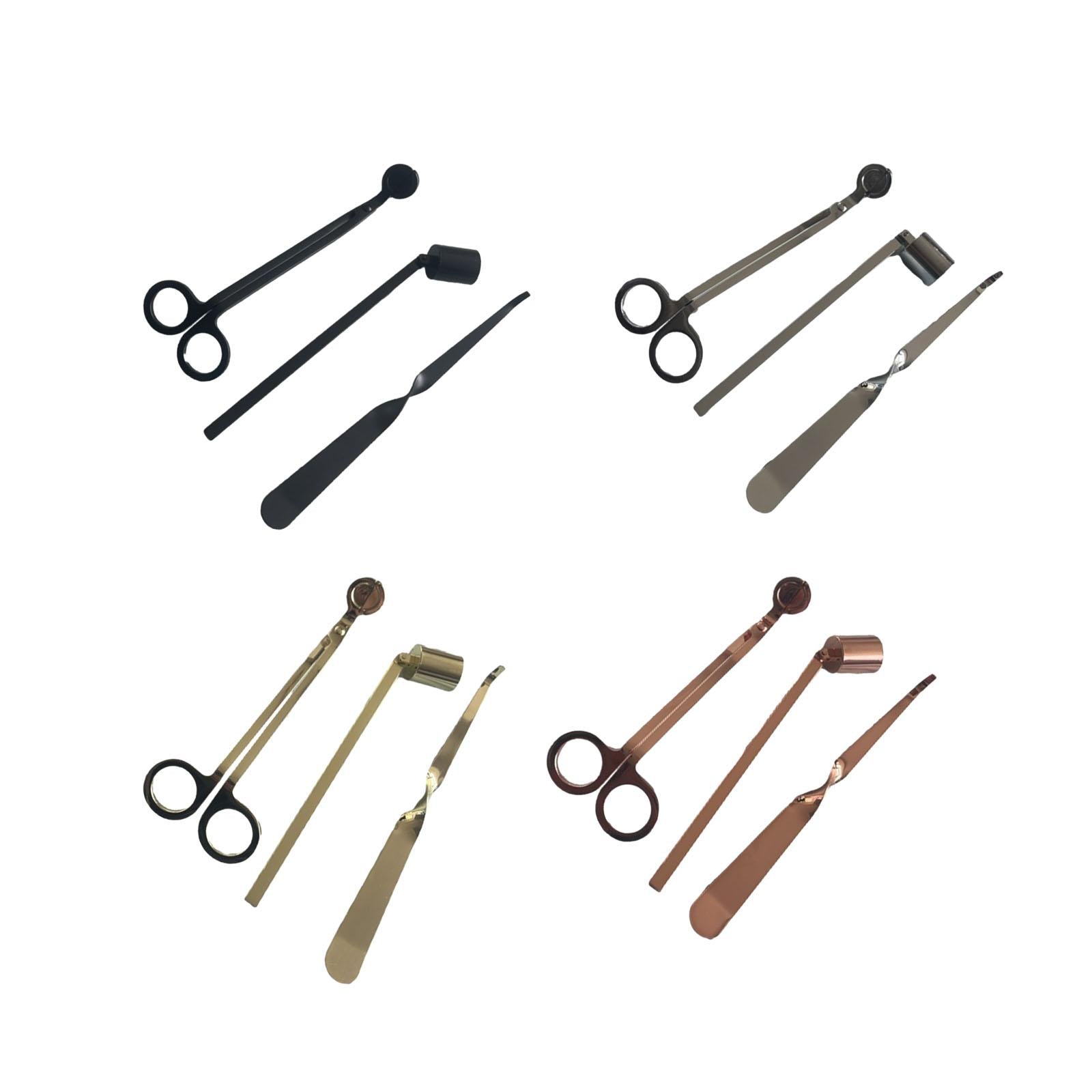 3 Pieces Candle Wick Trimmer Scissors Set Wick Cutter Candle Accessories Kit Black