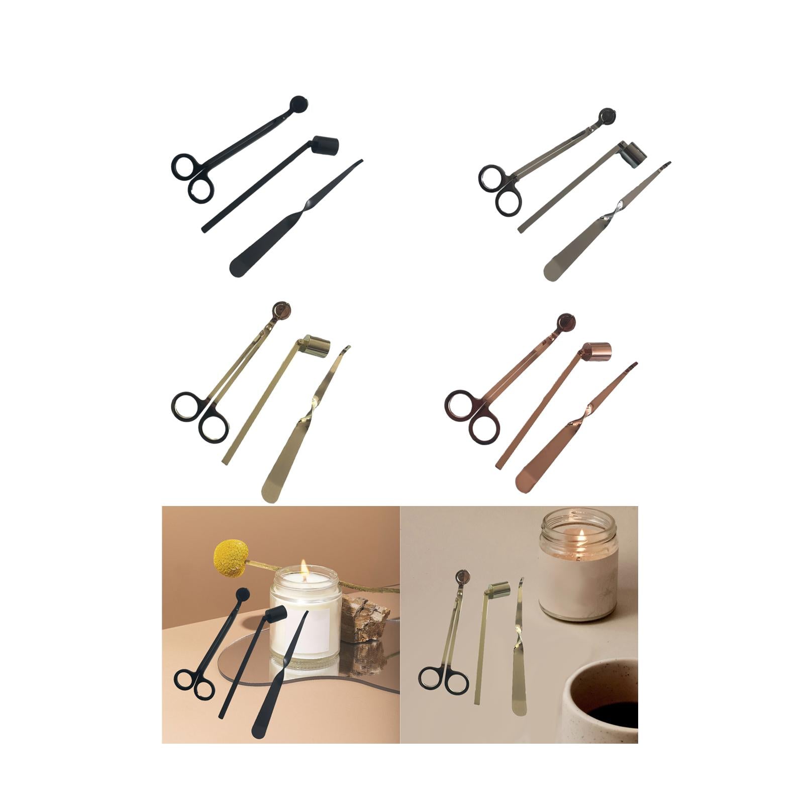 3 Pieces Candle Wick Trimmer Scissors Set Wick Cutter Candle Accessories Kit Black