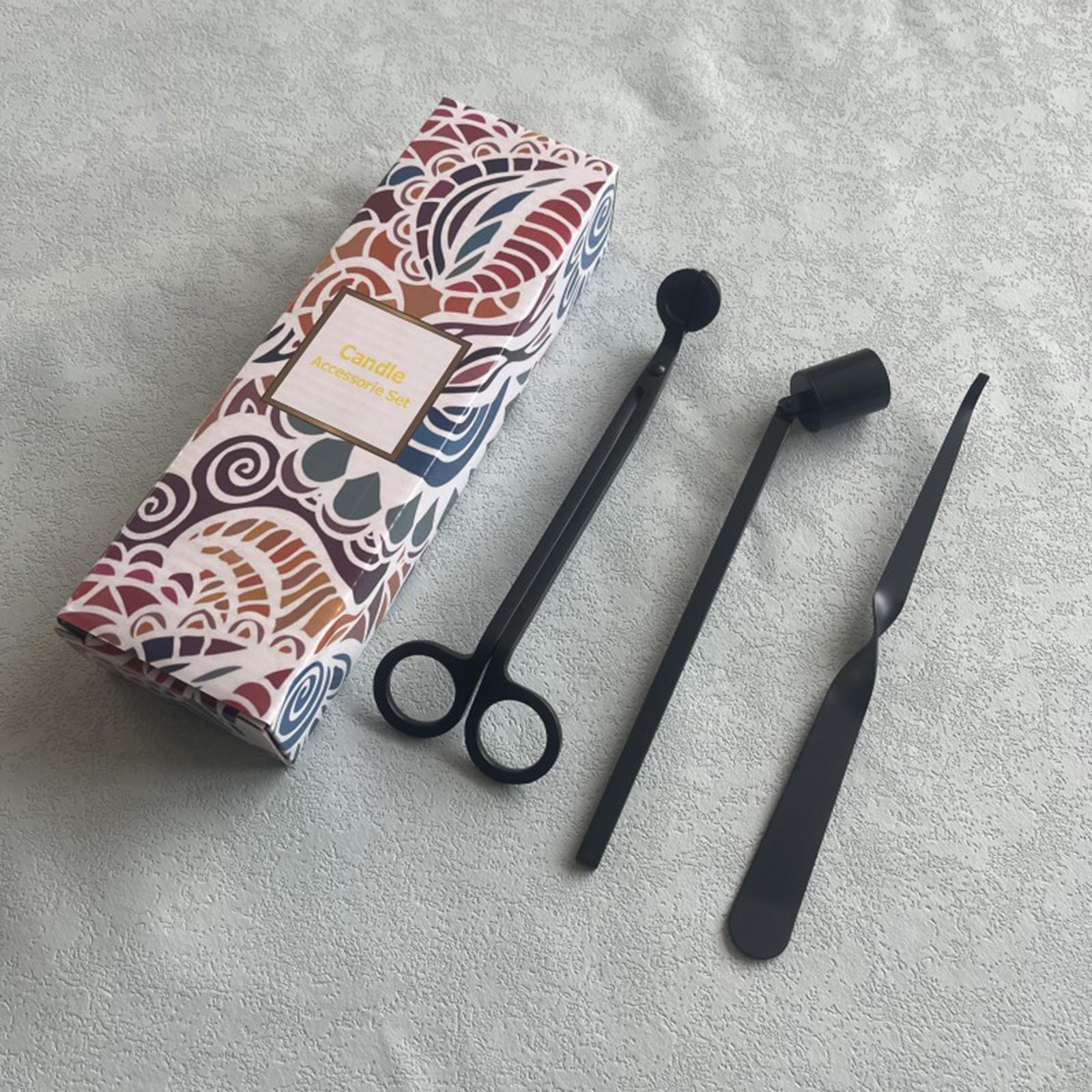 3 Pieces Candle Wick Trimmer Scissors Set Wick Cutter Candle Accessories Kit Black
